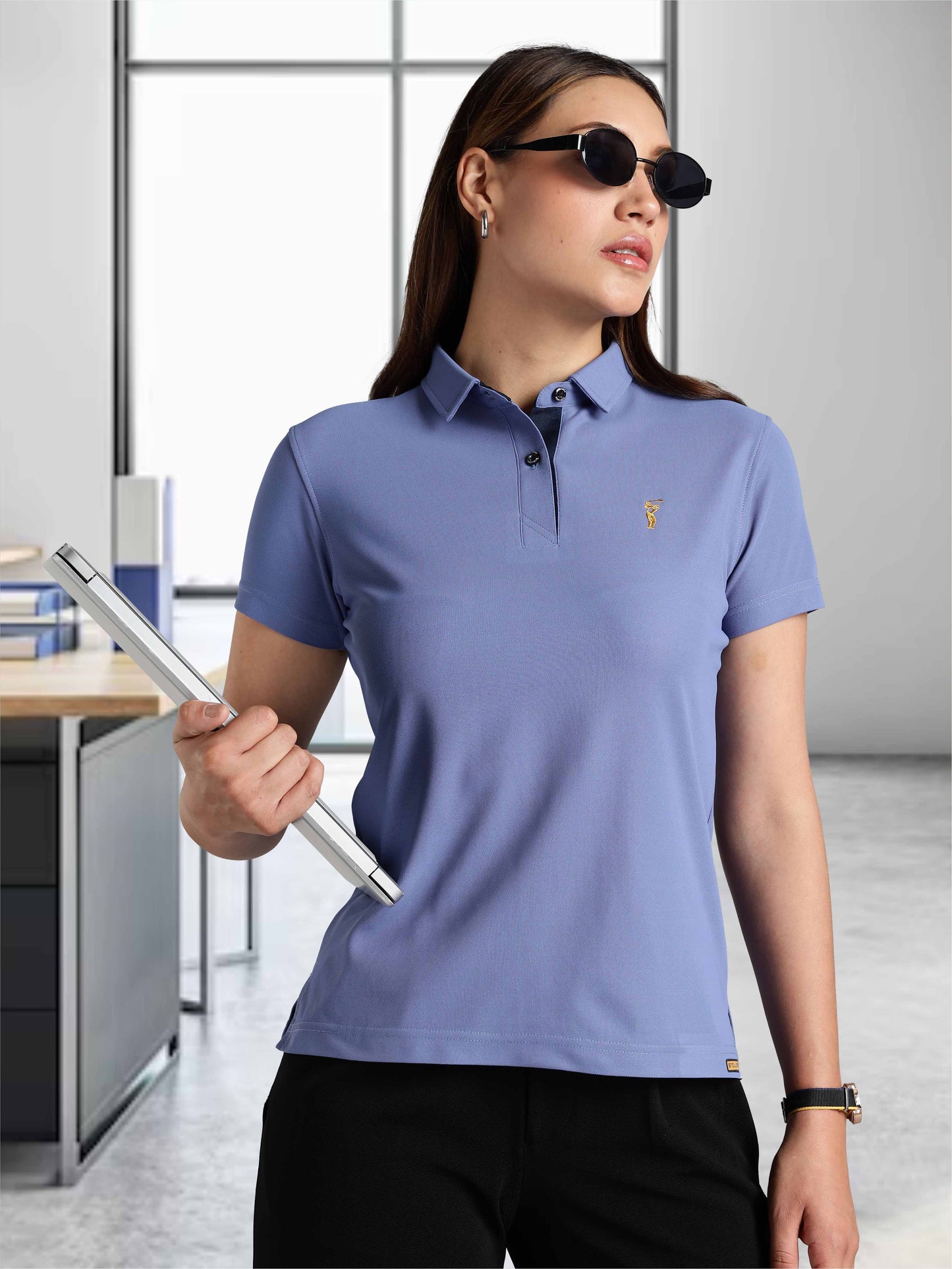 Women's Purple Blue Premium Golf Polo T-Shirt