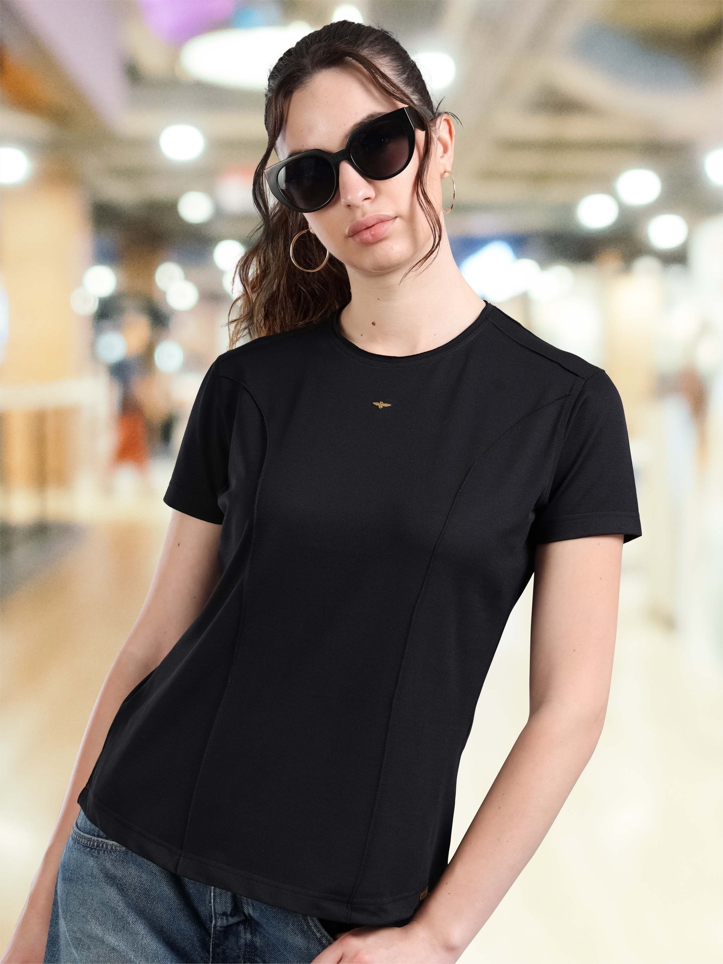 Women's Premium Cotton Crew Neck T-shirts - Black