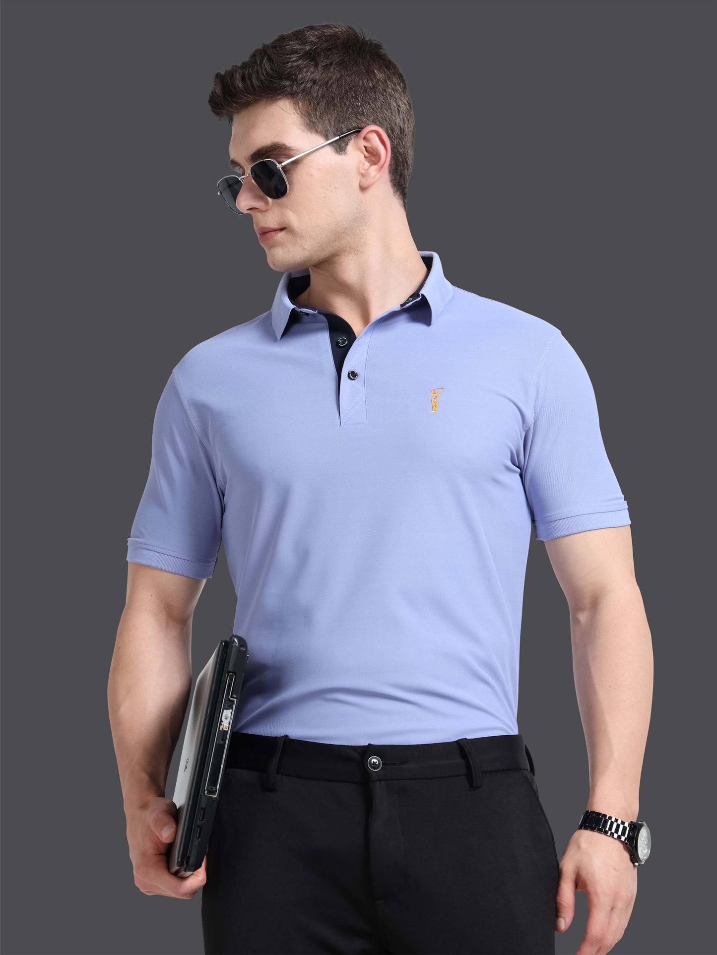 Men Light Purple Premium Golf Polo T-Shirt | Quick Dry | Stretchable | UV Protected | Wrinkle & Odour-Free