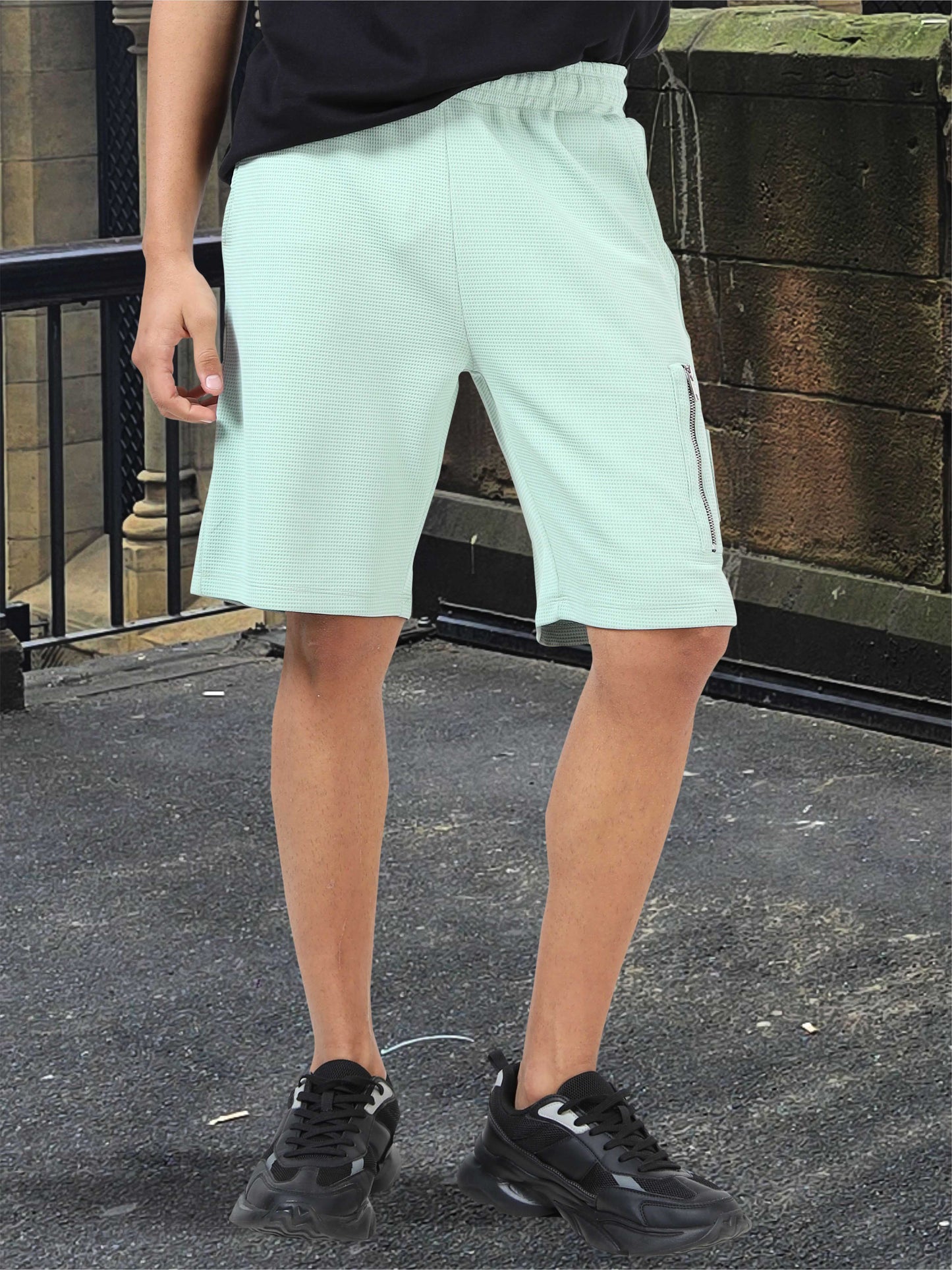 STELLERS Men's Premium Stretchable Shorts -Misty Green | Feather Touch Feel | Breathable | Light Weight