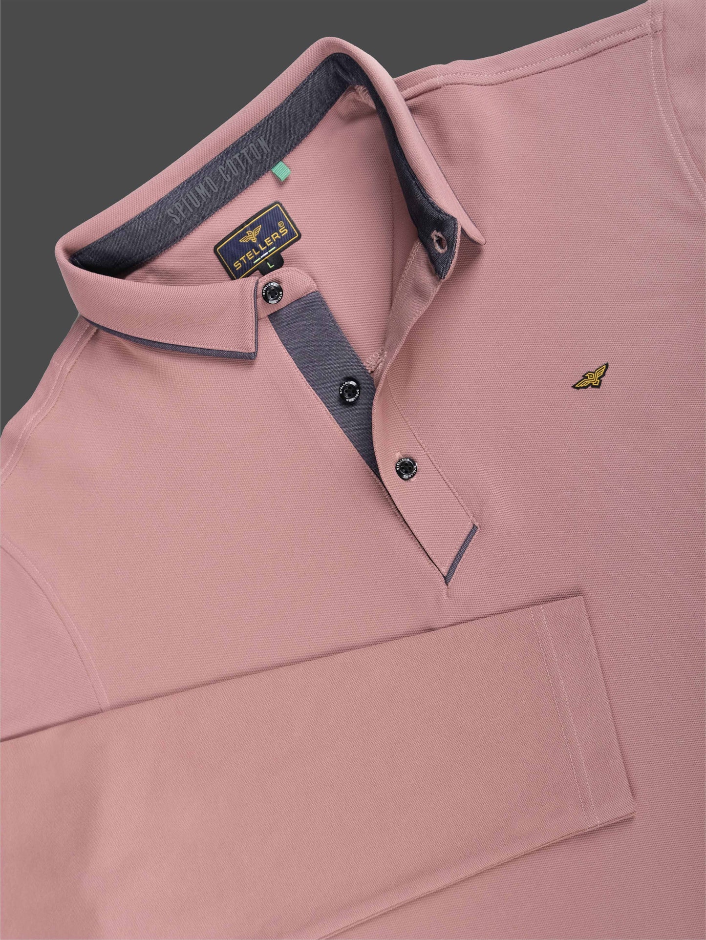 Men's Full Sleeve Soft Berry PQ Polo T-Shirt-Mauve