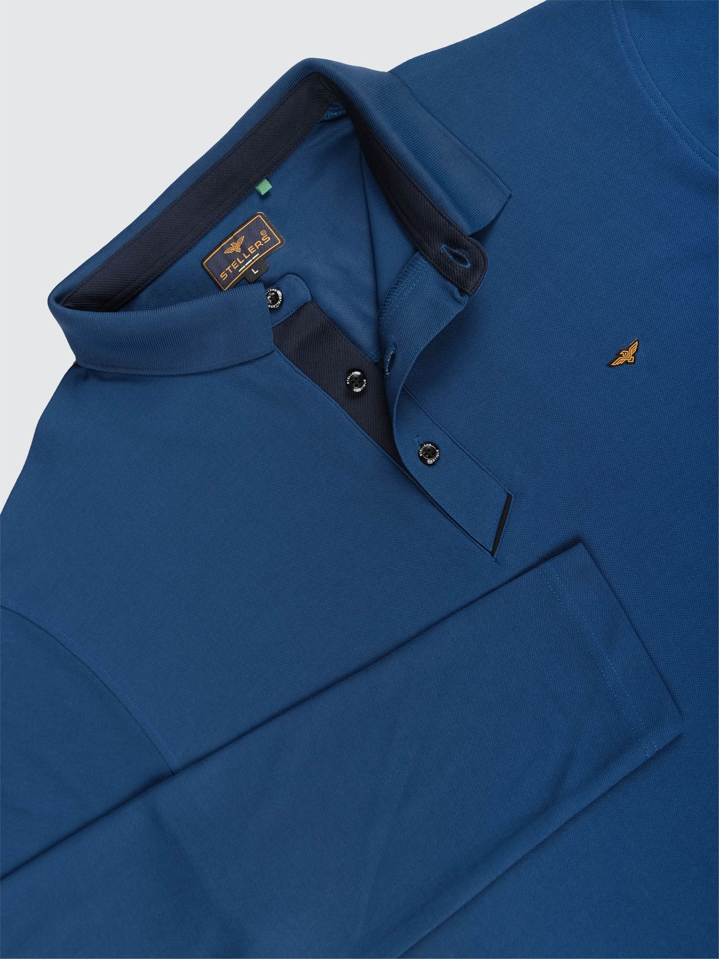 Men's Teal Blue Full Sleeve Polo T-Shirt