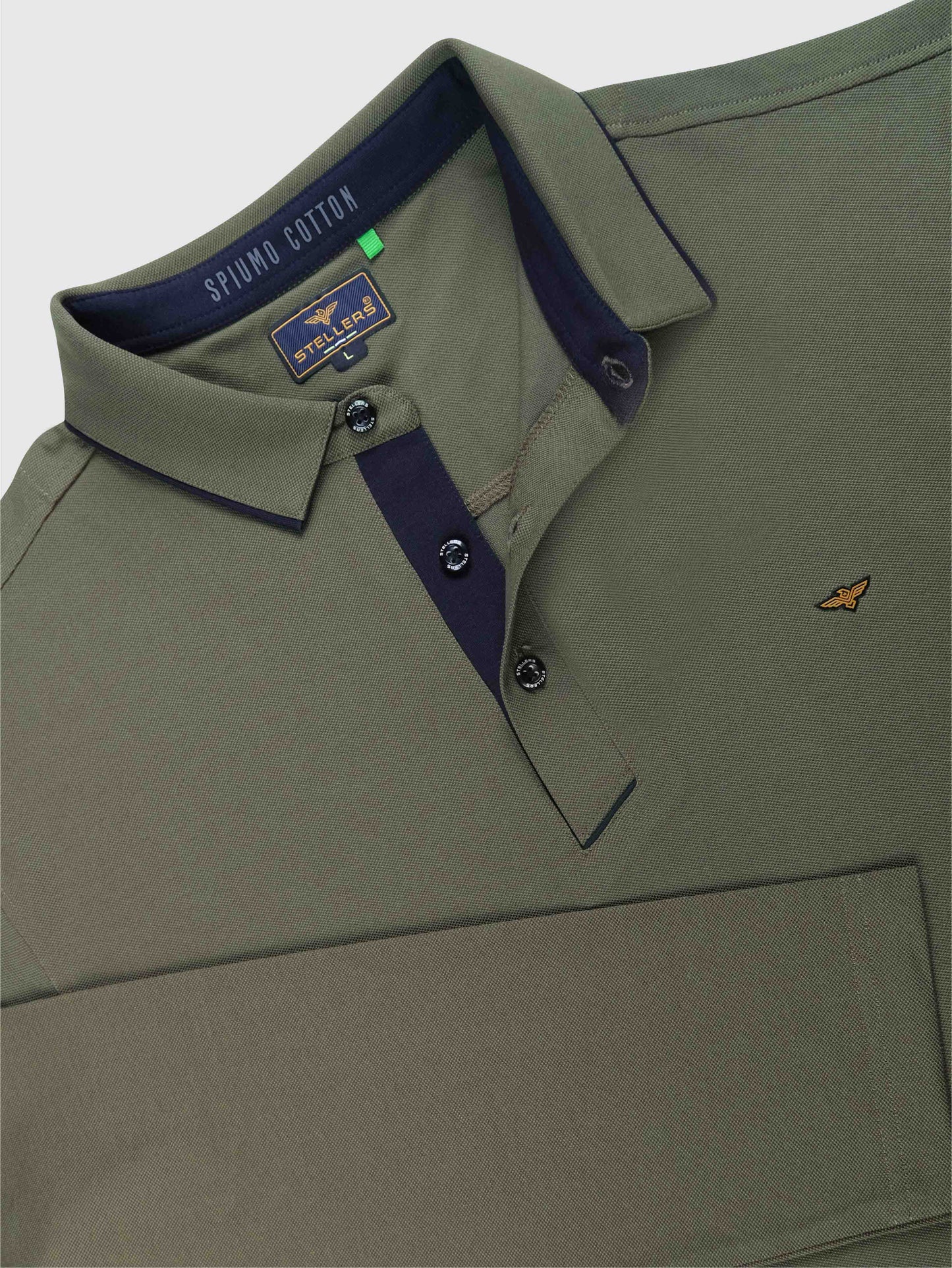 Men's Full Sleeve Soft Berry PQ Polo T-Shirt- Olive Green