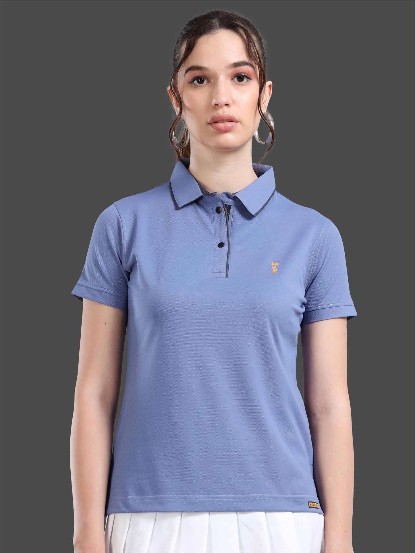 Denim Blue Women Premium SoftBerry PQ Polo T-Shirt