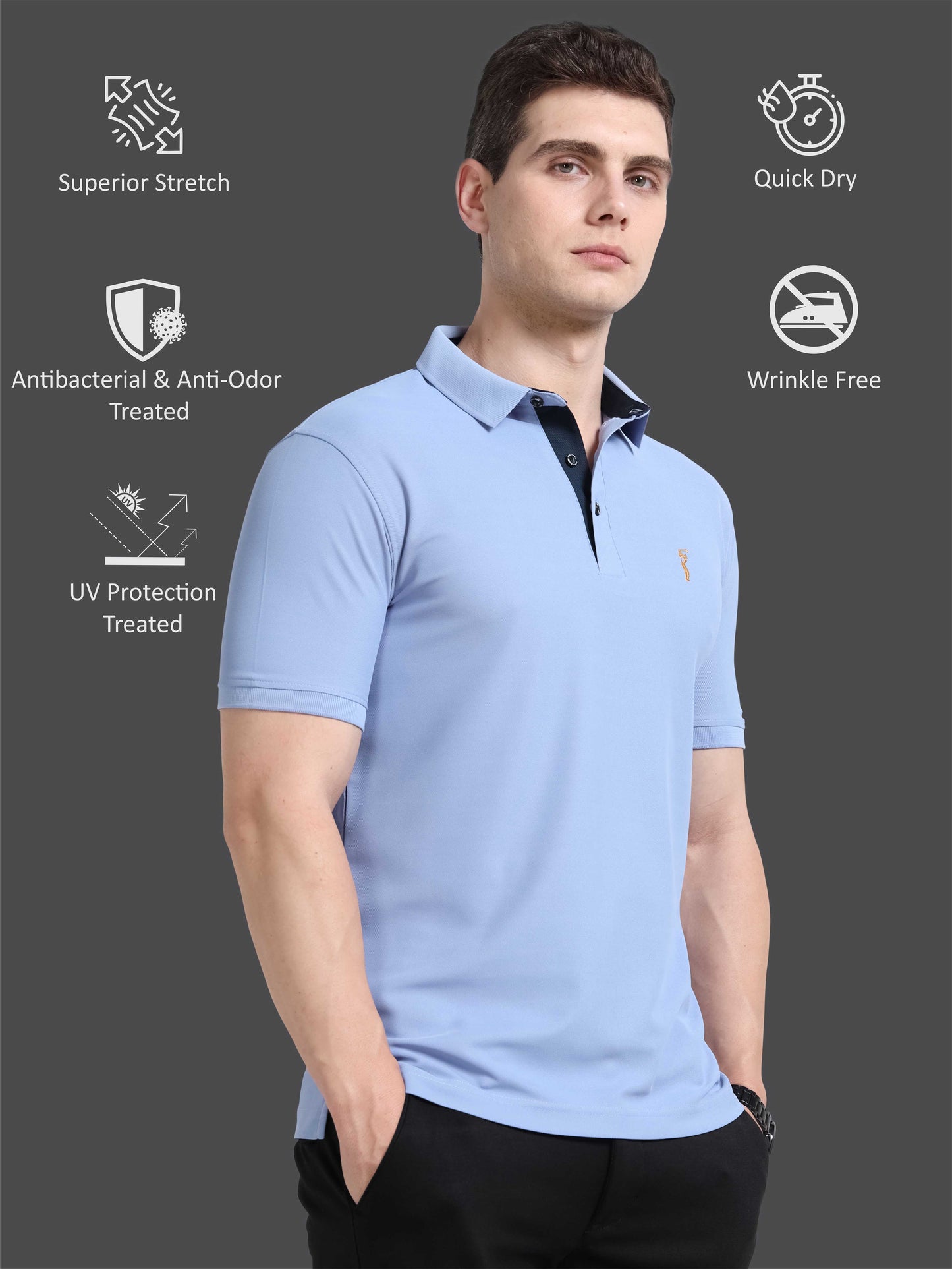 Men Light Purple Premium Golf Polo T-Shirt | Quick Dry | Stretchable | UV Protected | Wrinkle & Odour-Free