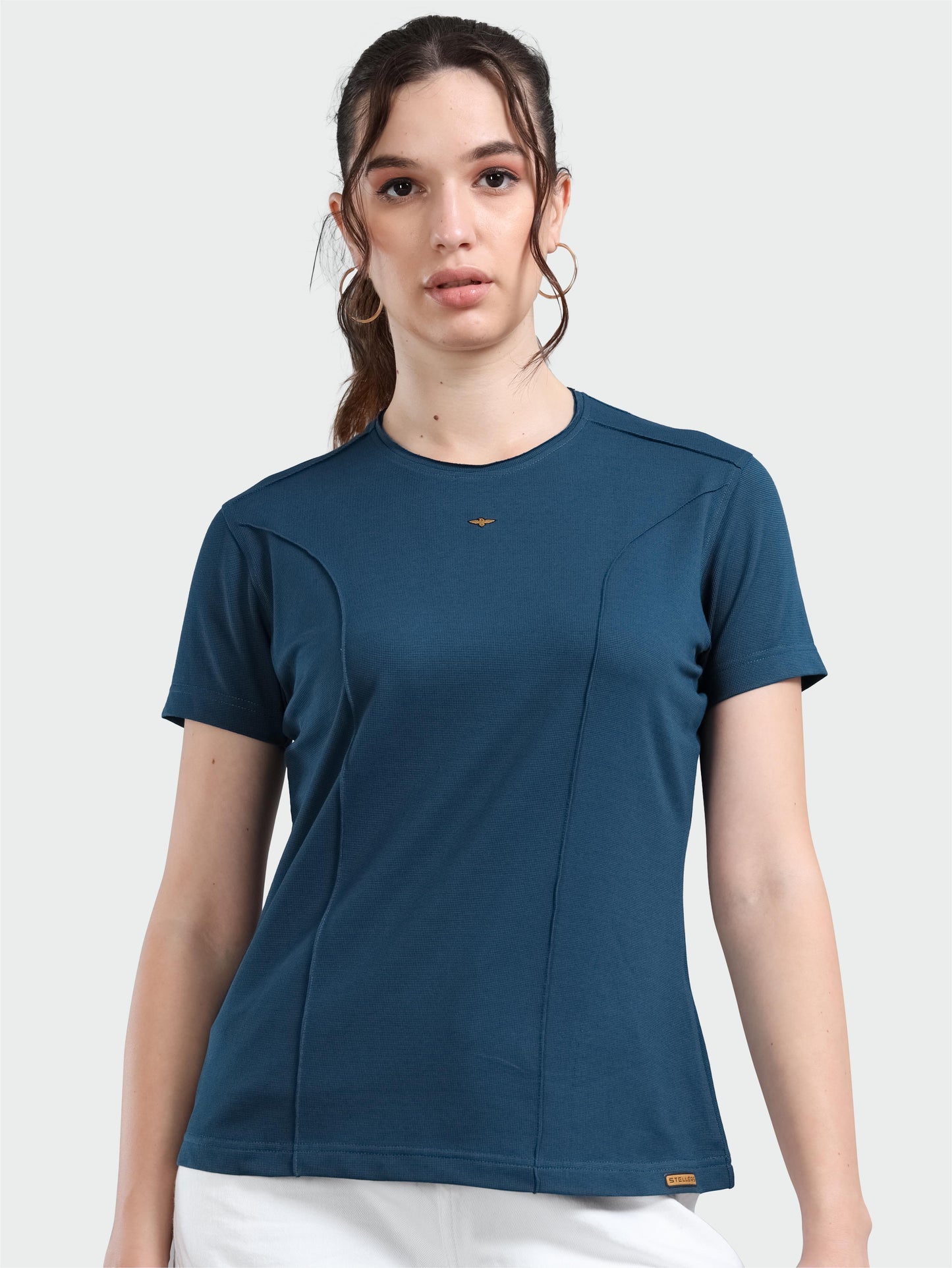 Women's Premium Cotton Crew Neck T-shirts - Teal Blue