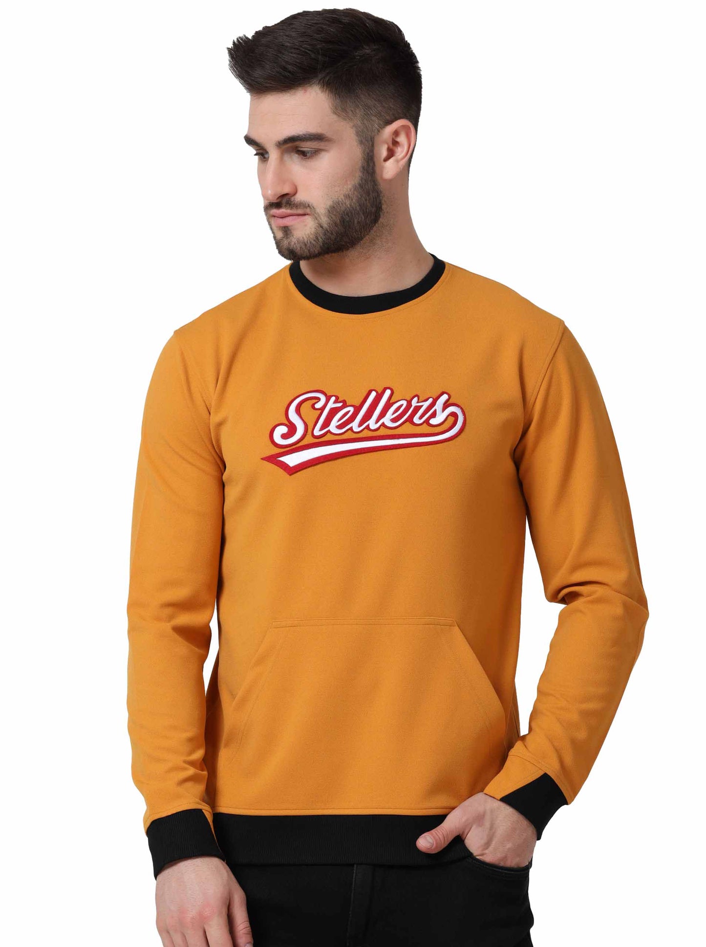 Mustard Men's Cotton Crew Neck Sweatshirt