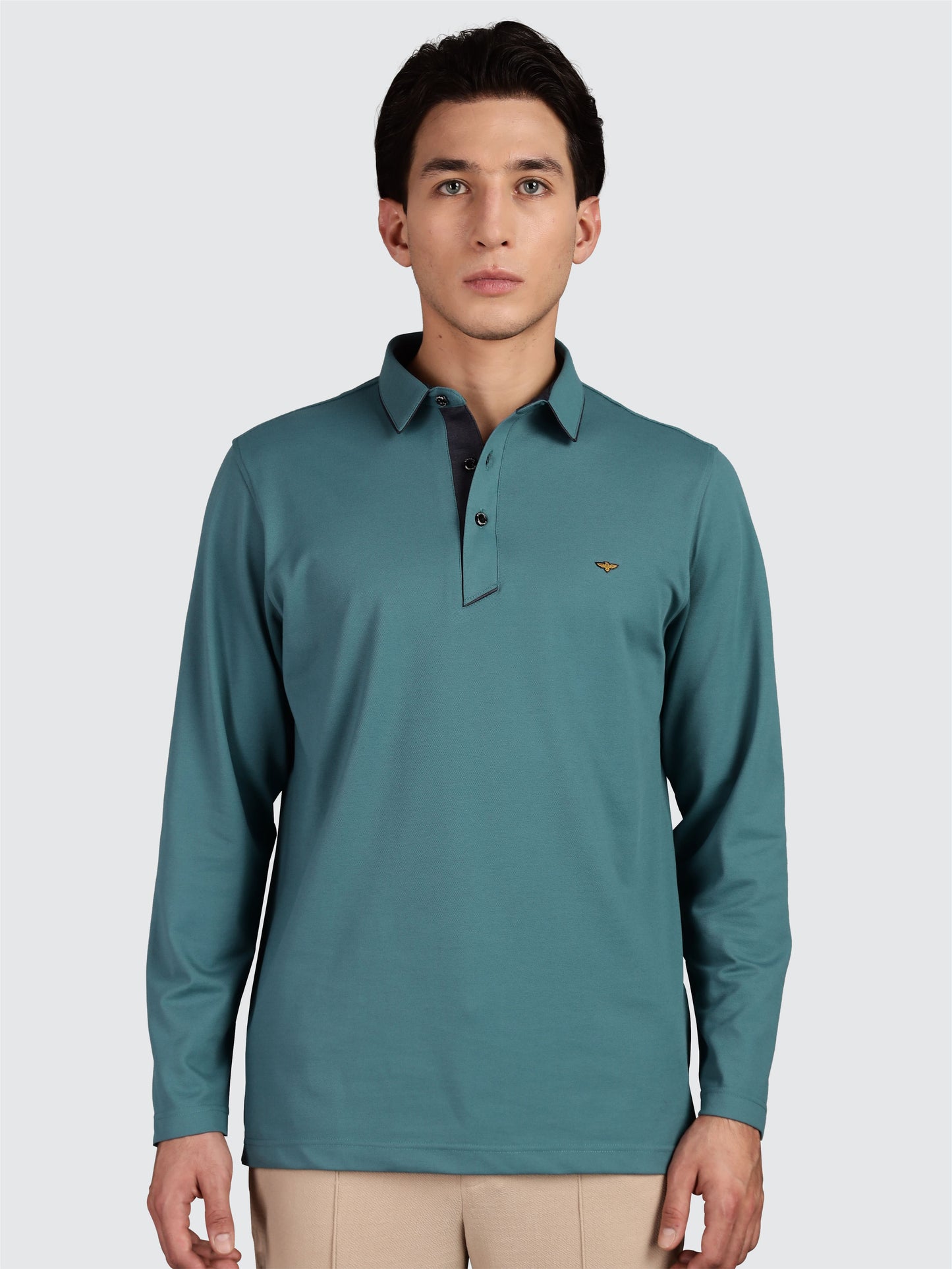 Men's Full Sleeve Soft Berry PQ Polo T-Shirt-Nile Blue