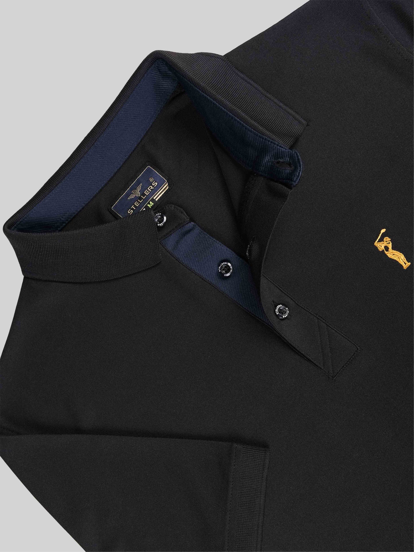 Men Black Premium Golf Polo T-Shirt | Quick Dry | Stretchable | UV Protected | Wrinkle & Odour-Free