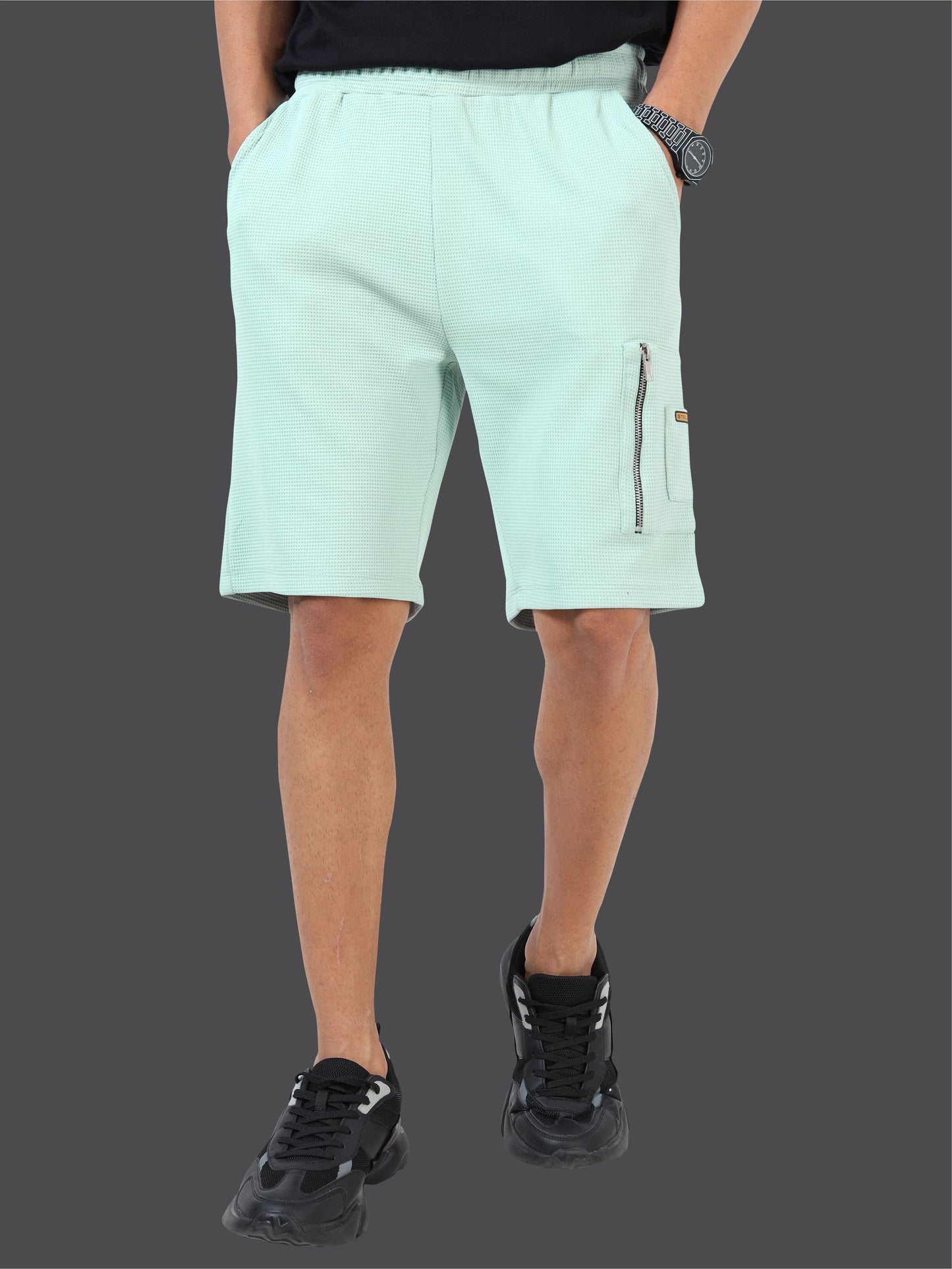 STELLERS Men's Premium Stretchable Shorts -Misty Green | Feather Touch Feel | Breathable | Light Weight
