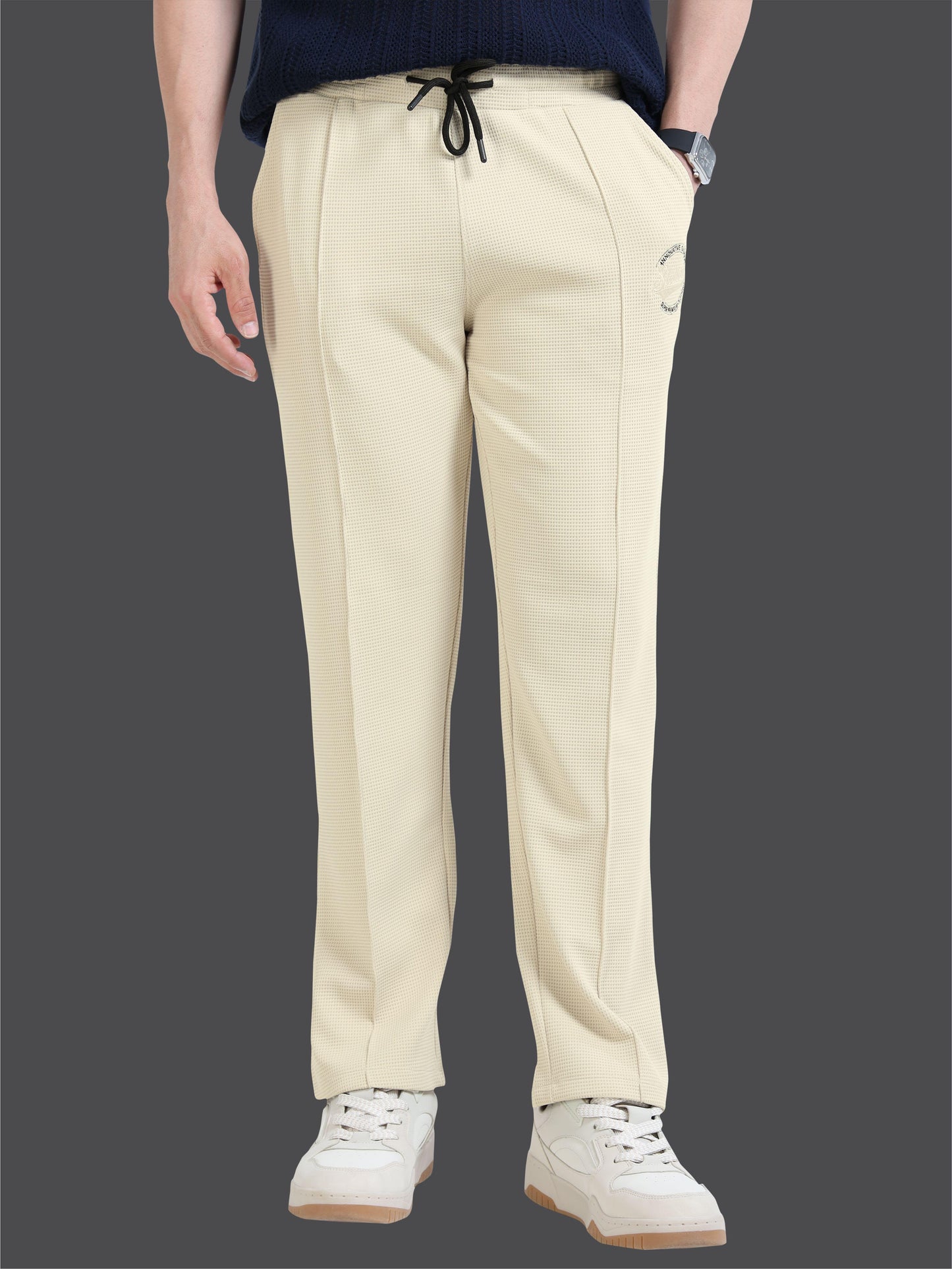 Men's Premium Stretchable Track Pants - Beige | Feather Touch Feel | Regular Fit | Wrinkle Free | Quick Dry