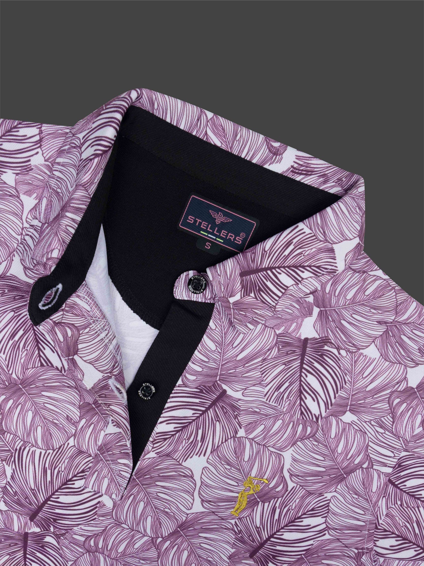 White Monstera Leaf Printed Polo T Shirt for Women