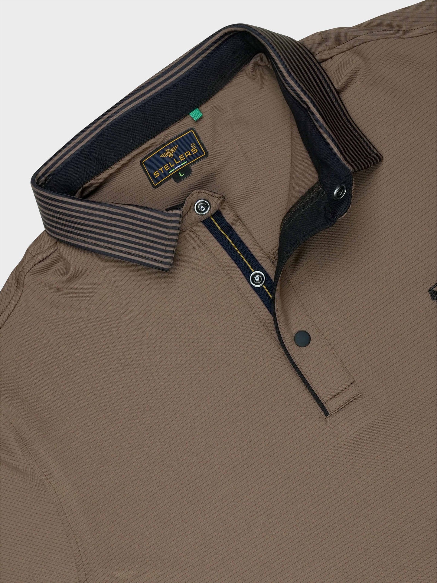 Men Premium Ultra Stripes Polo T-Shirt - Coffee Dust | Feather Touch Feel | Light Weight | Stretchable | Sustainable