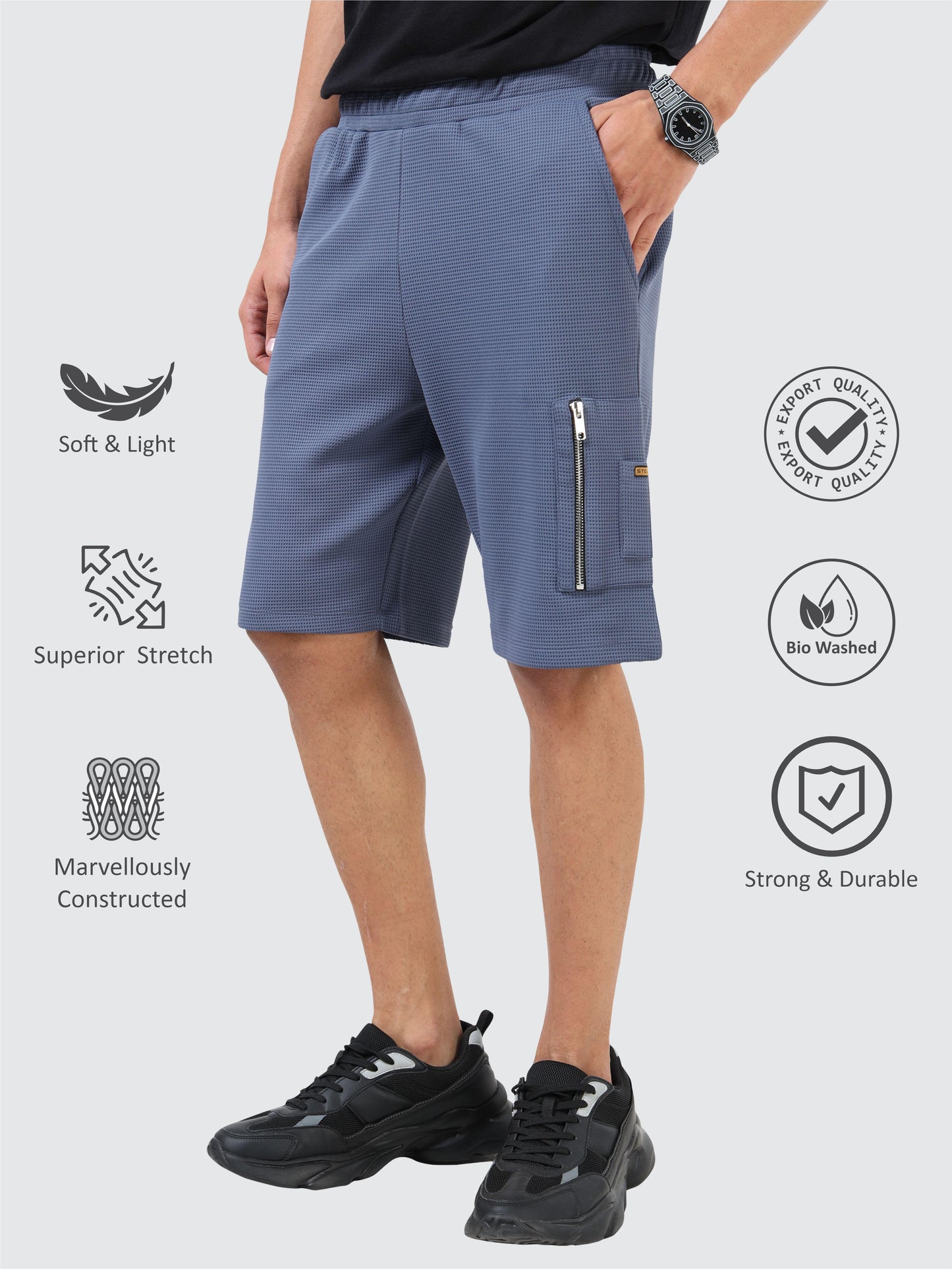 STELLERS Men's Premium Stretchable Shorts | Feather Touch Feel | Breathable | Light Weight
