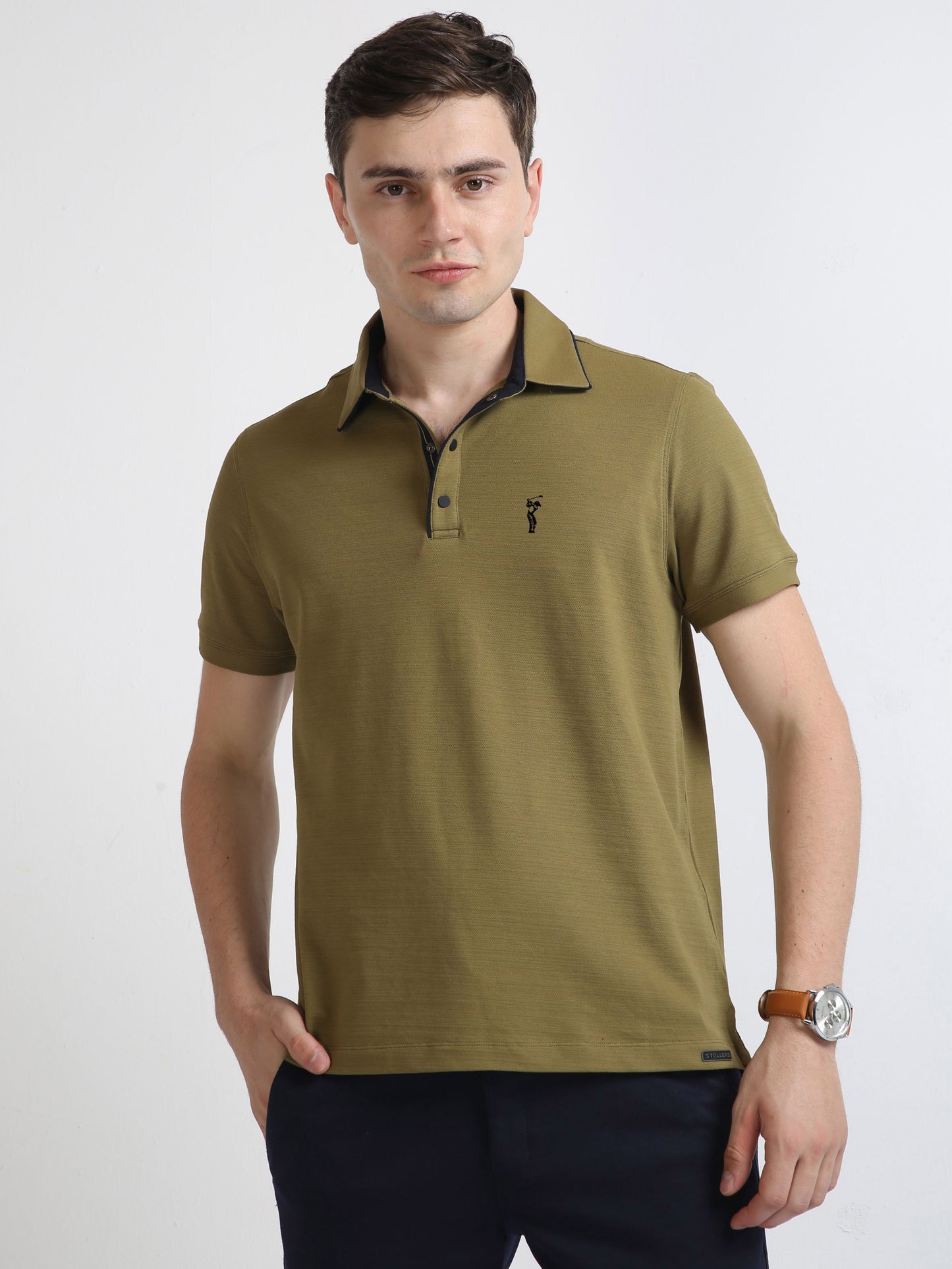 Drab Olive Premium Pique Crush Polo T-Shirt