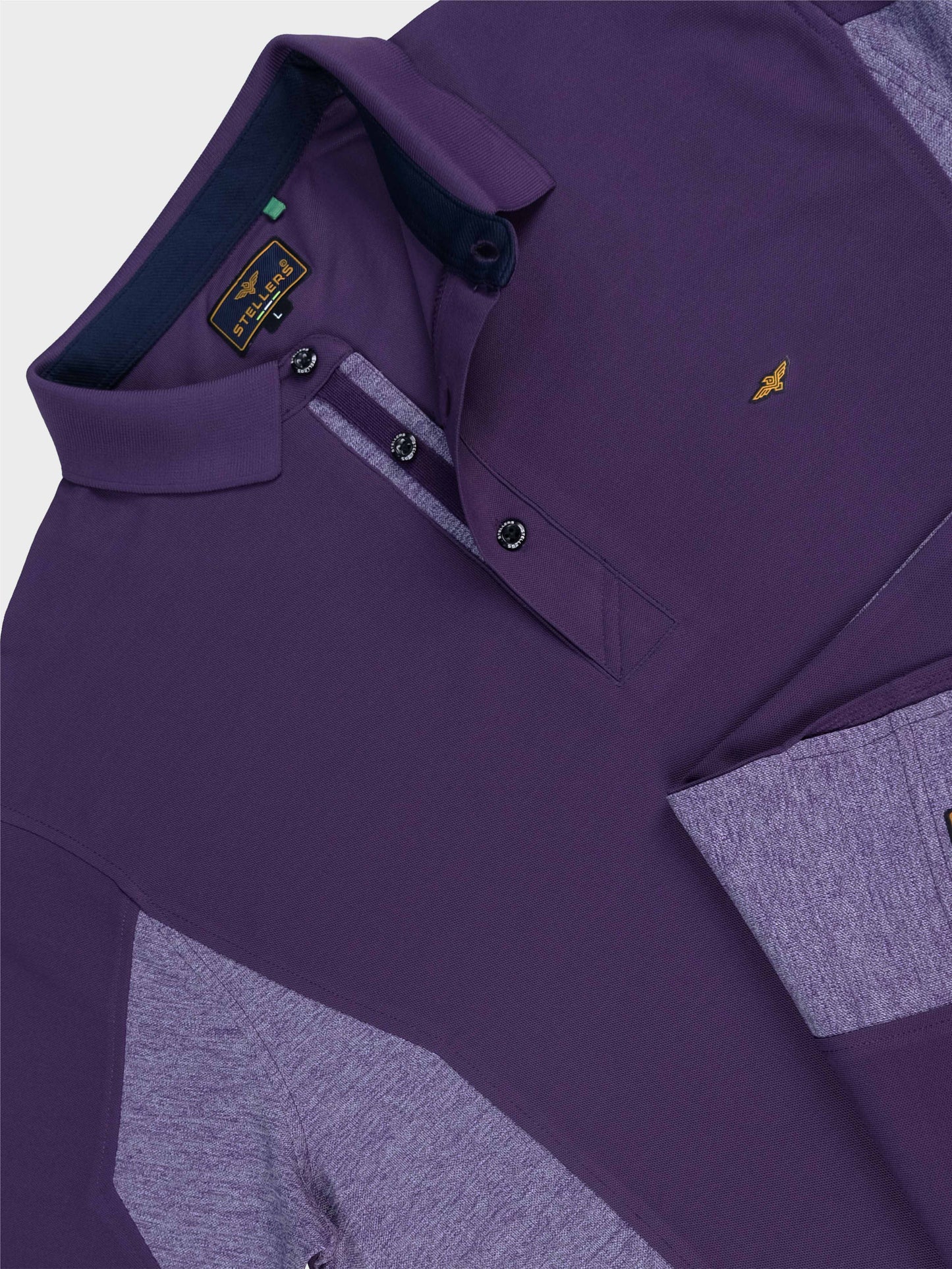 Men's Black Currant Color Block Polo T-Shirt | Wrinkle-Free | Quick Dry | Stretchable | Odour-Free | UV Protected