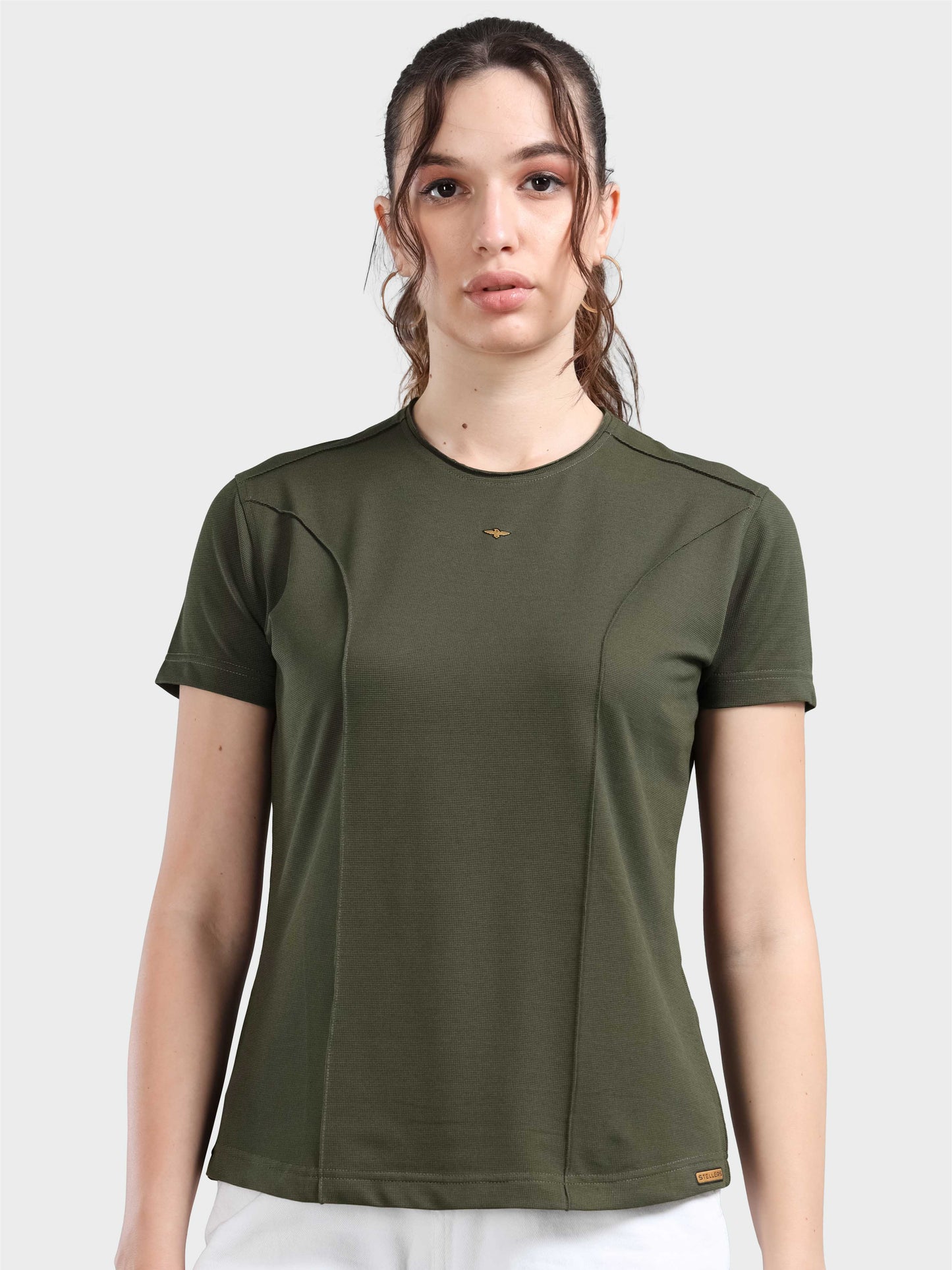 Women's Premium Cotton Crew Neck T-shirts - Olive Green