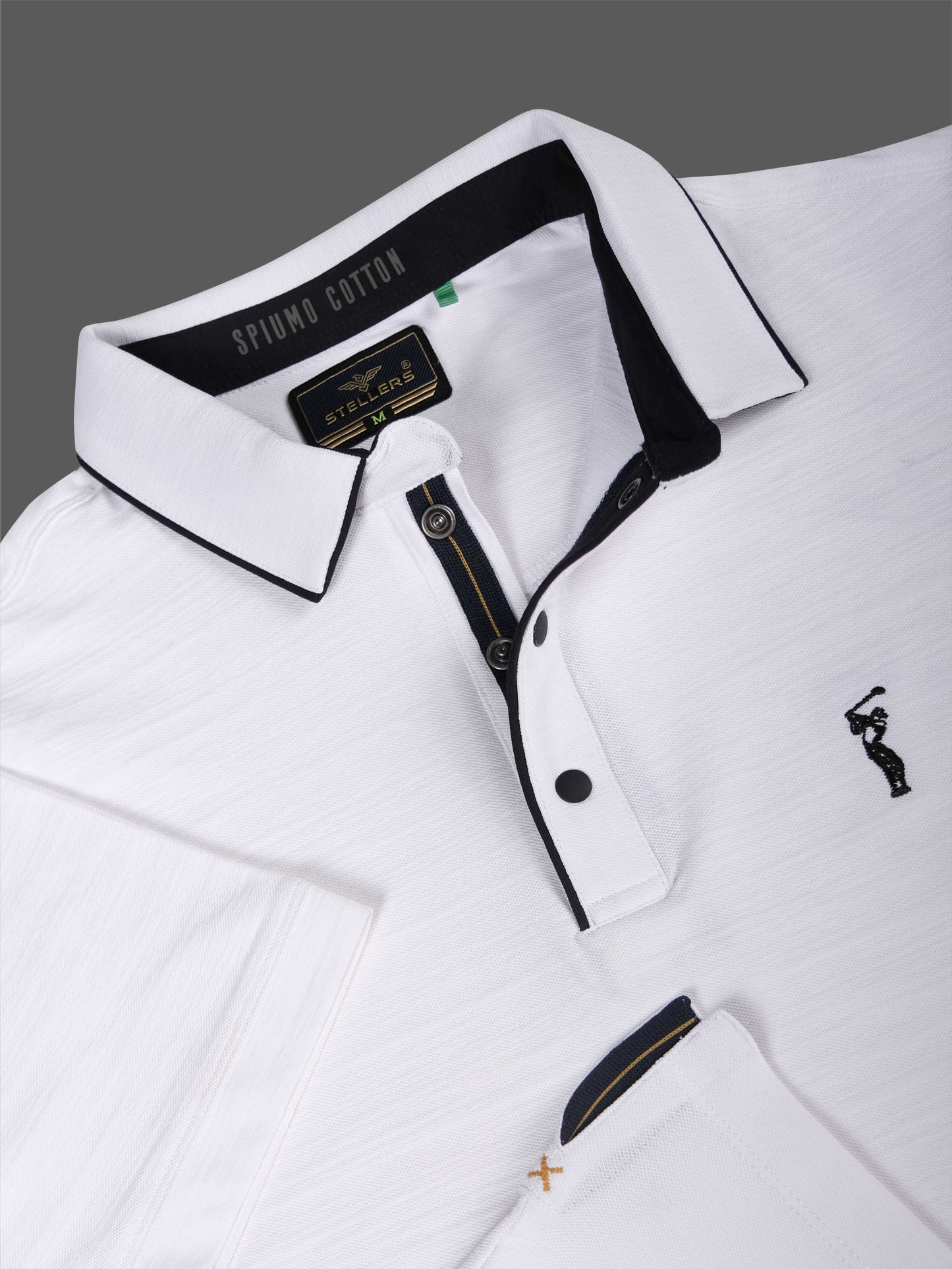 White Premium Pique Crush Polo T-Shirt