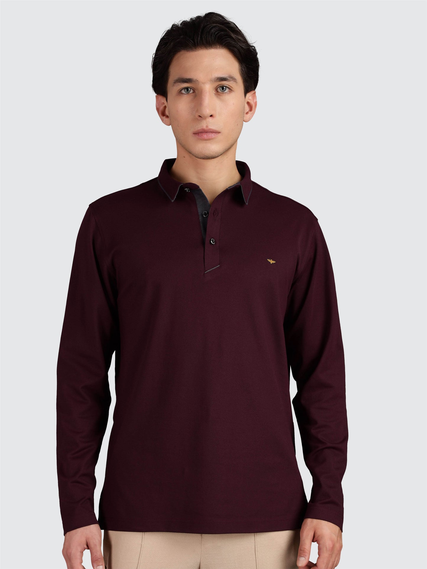 Men's Full Sleeve Soft Berry PQ Polo T-Shirt-Wine