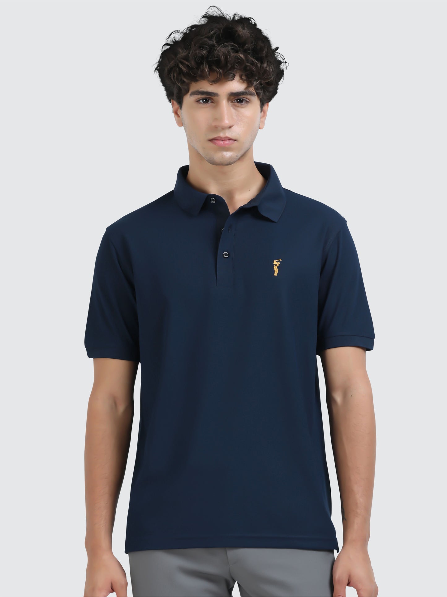 Men Navy Blue Premium Golf Polo T-Shirt | Quick Dry | Stretchable | UV Protected | Wrinkle & Odour-Free