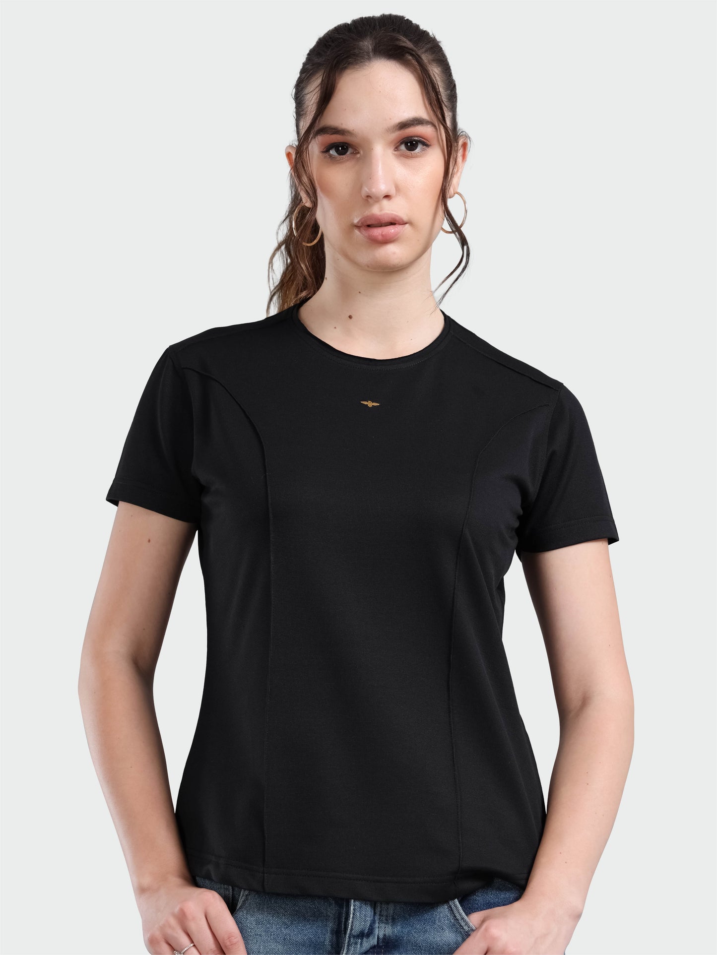 Women's Premium Cotton Crew Neck T-shirts - Black