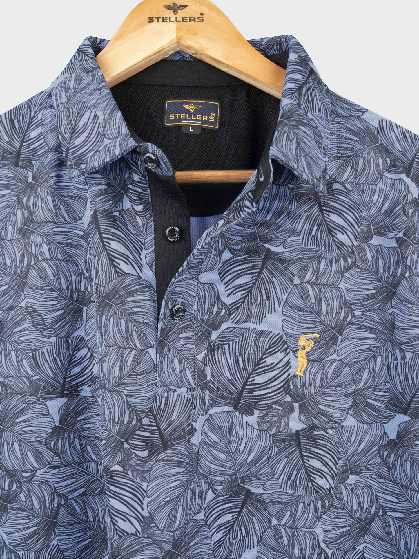 Purple Leaf Printed Polo T Shirt for Men
