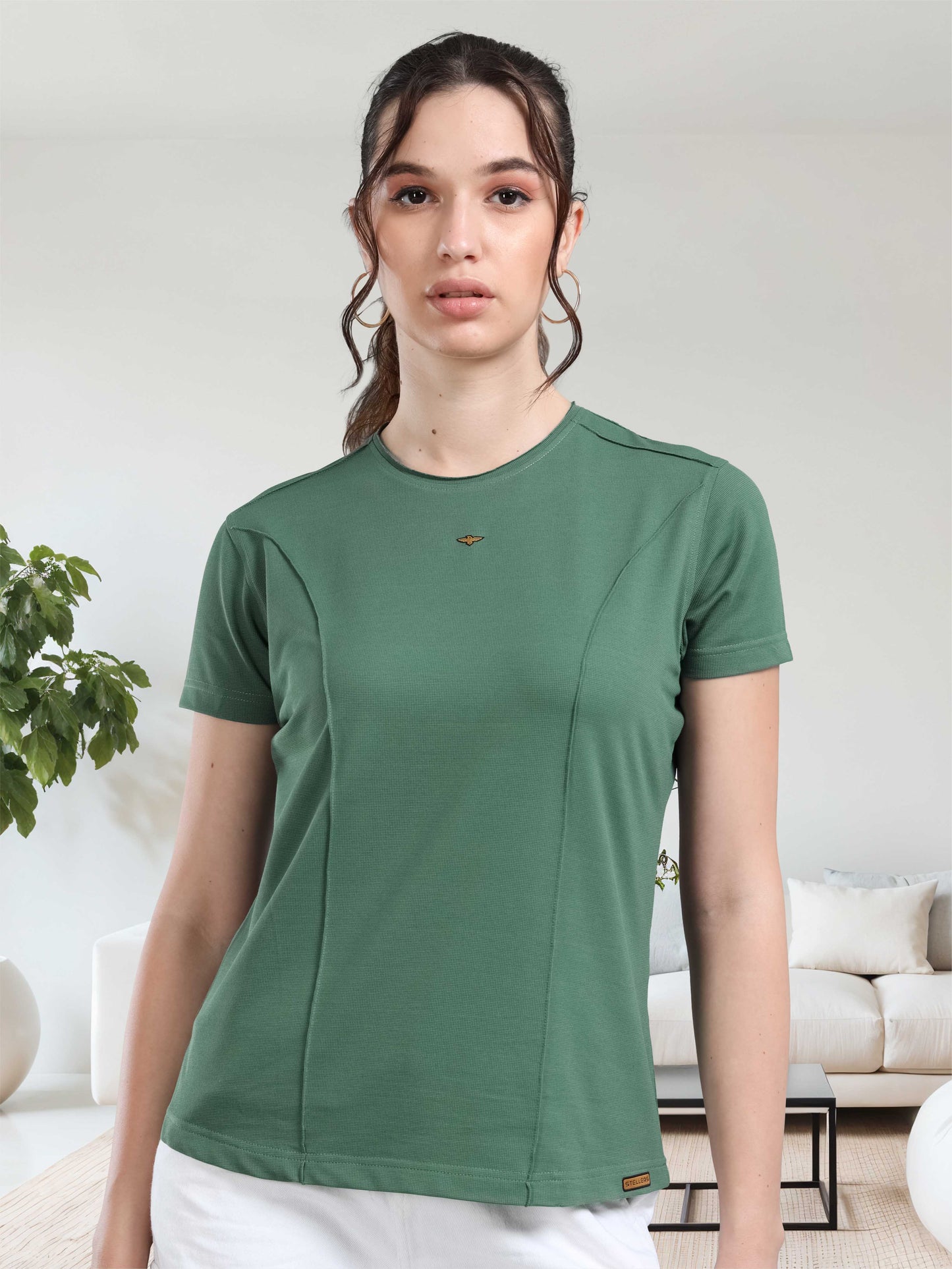 Women's Premium Cotton Crew Neck T-shirts - Green
