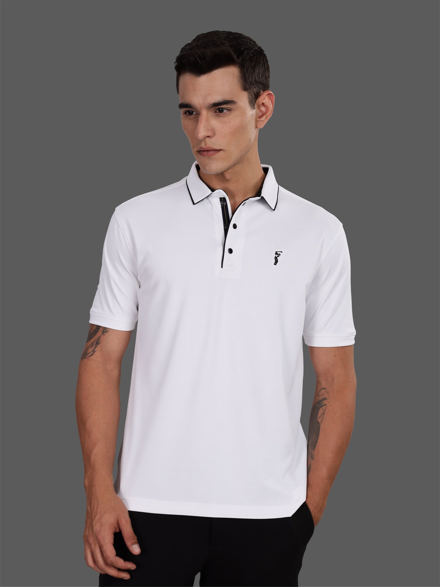 White Premium Pique Crush Polo T-Shirt