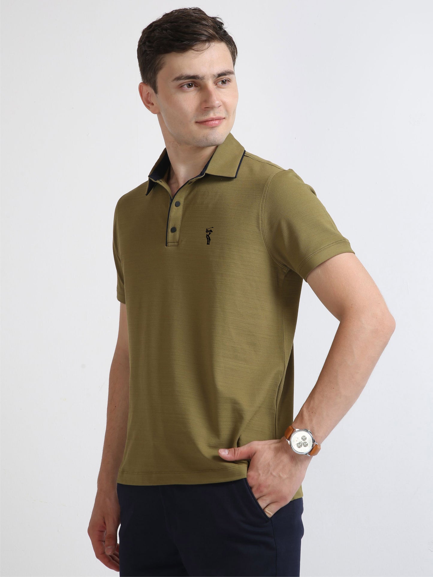 Drab Olive Premium Pique Crush Polo T-Shirt