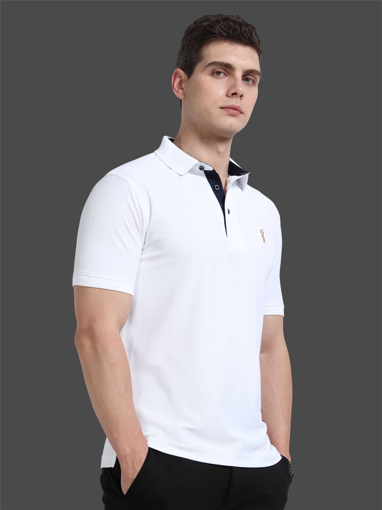 Men White Premium Golf Polo T-Shirt | Quick Dry | Stretchable | UV Protected | Wrinkle & Odour-Free