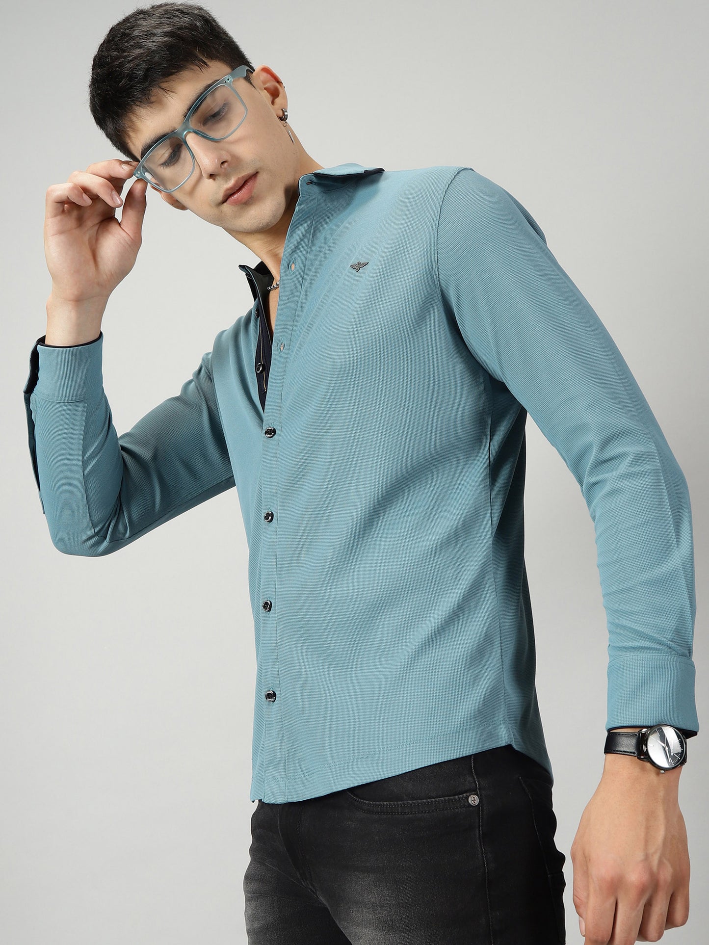 Nile Blue Men's Premium Knitted Shirt - Casual Shirts