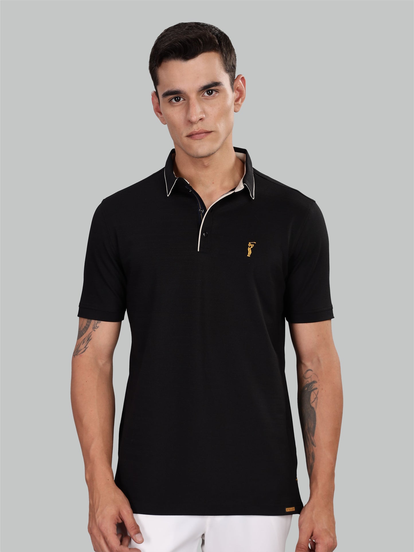 Men's Black Premium Pique Crush Polo T-Shirt