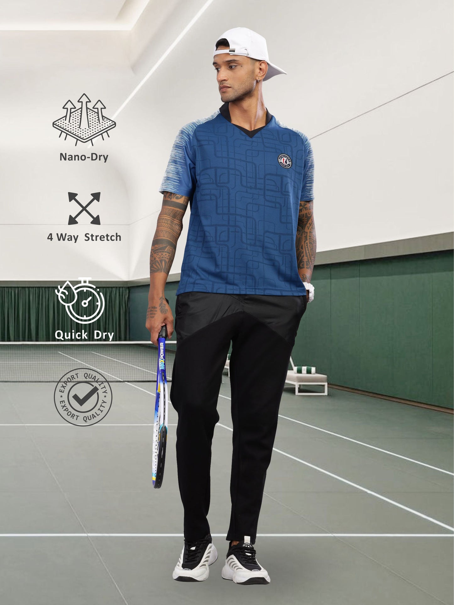 Blue Men’s Printed Active Wear t shirts for men