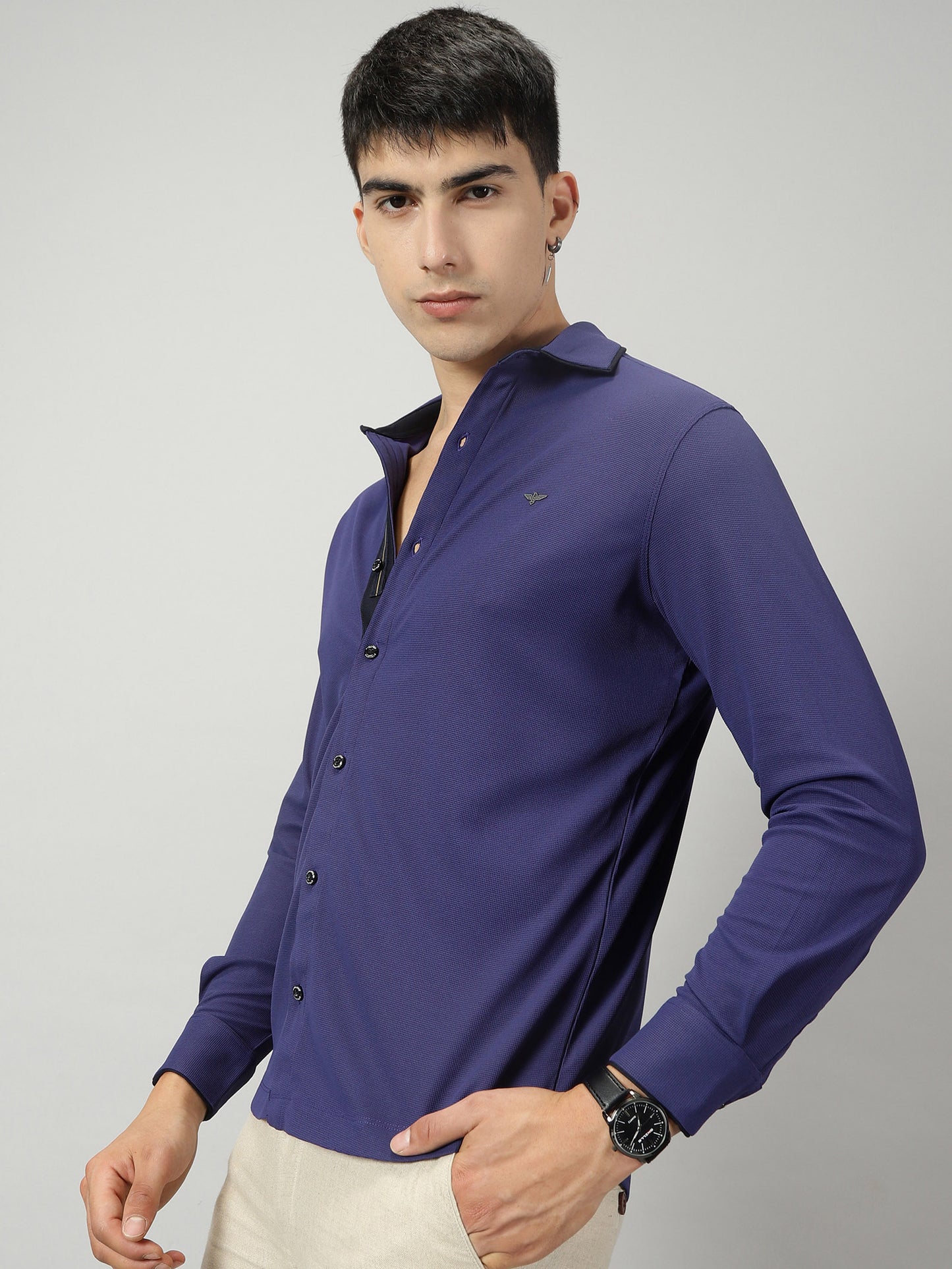 Men's Premium Knitted Shirts-Neon Blue