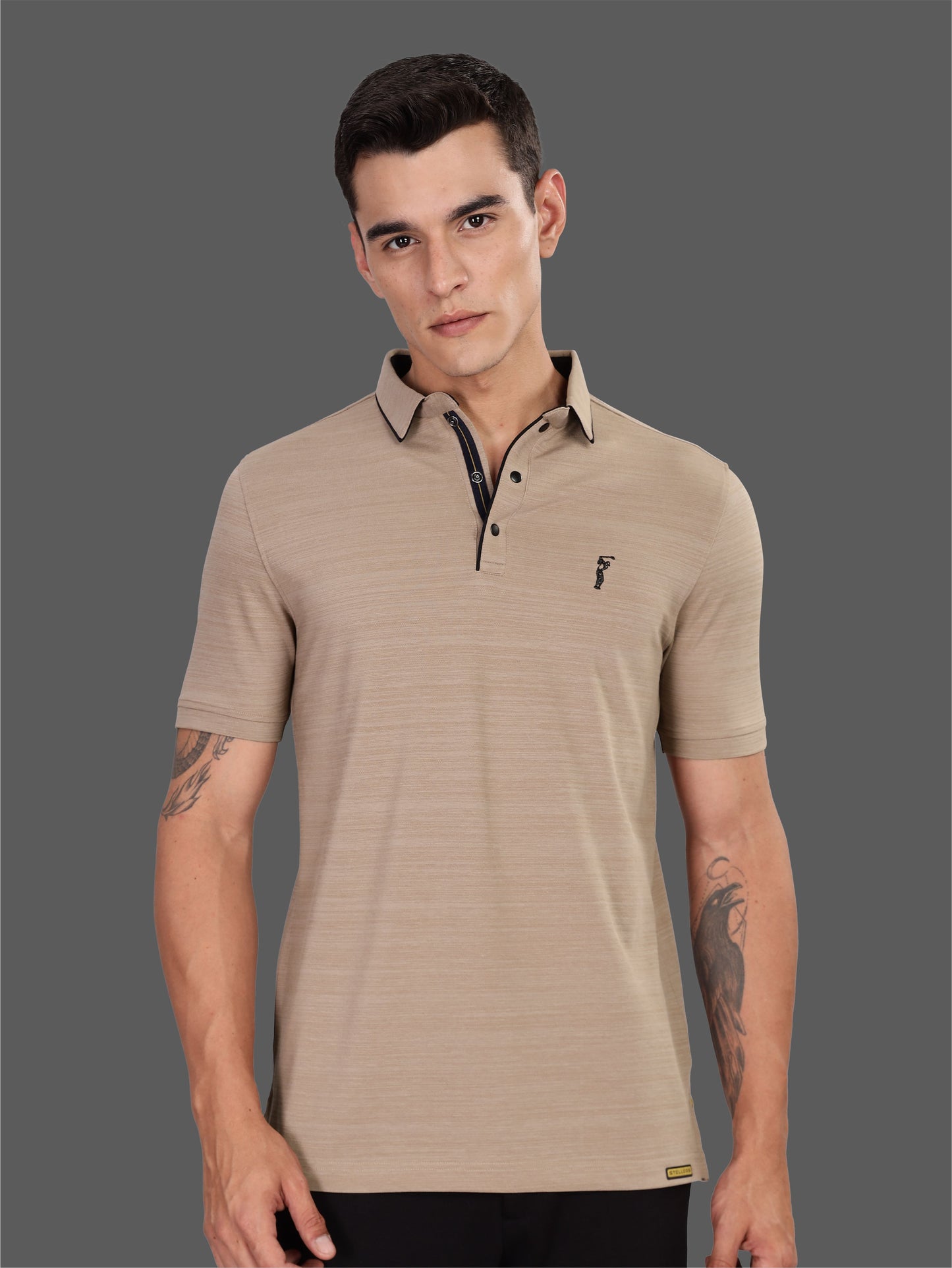 Shadow Grey Premium Pique Crush Polo T-Shirt