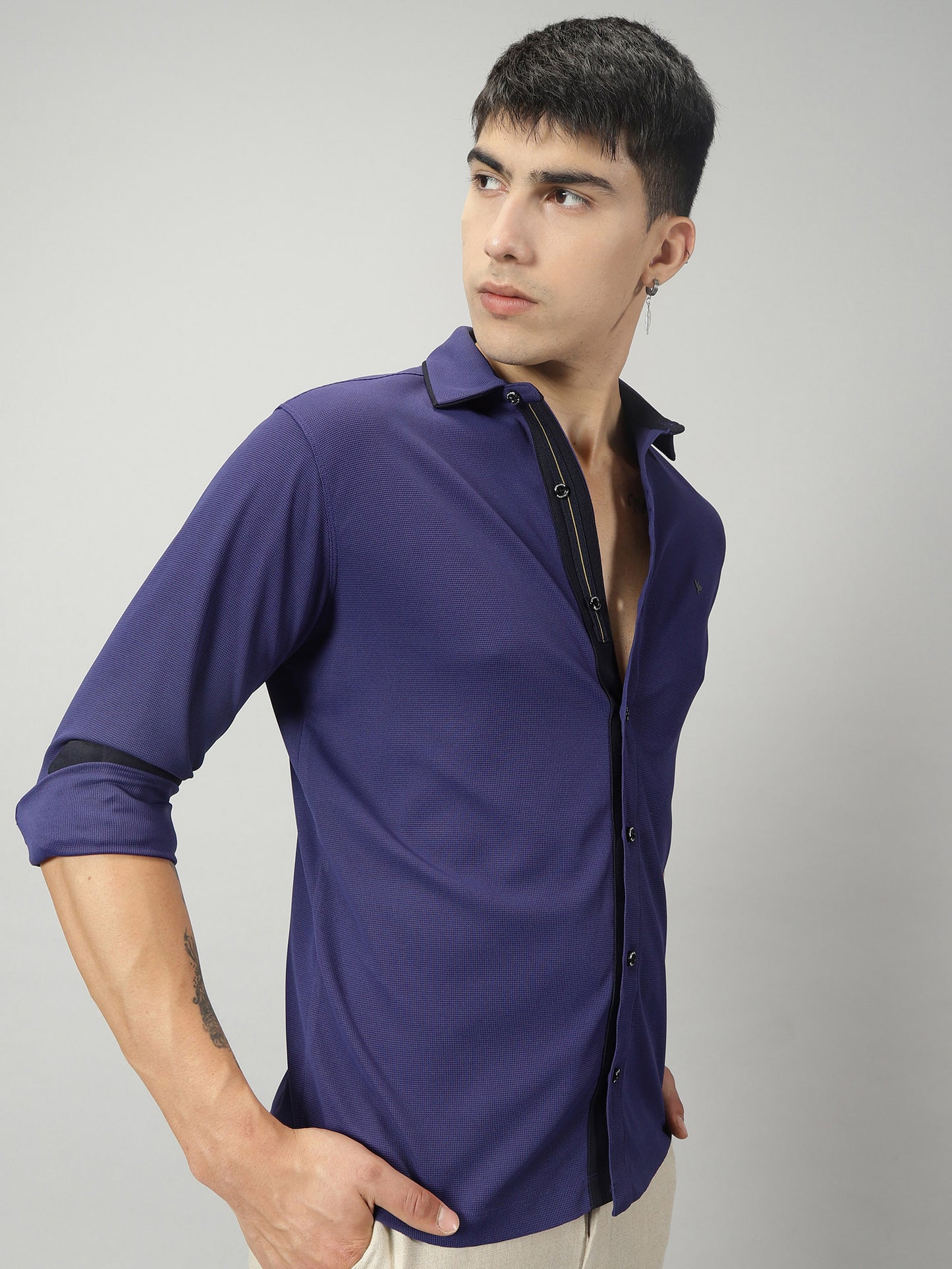 Men's Premium Knitted Shirts-Neon Blue
