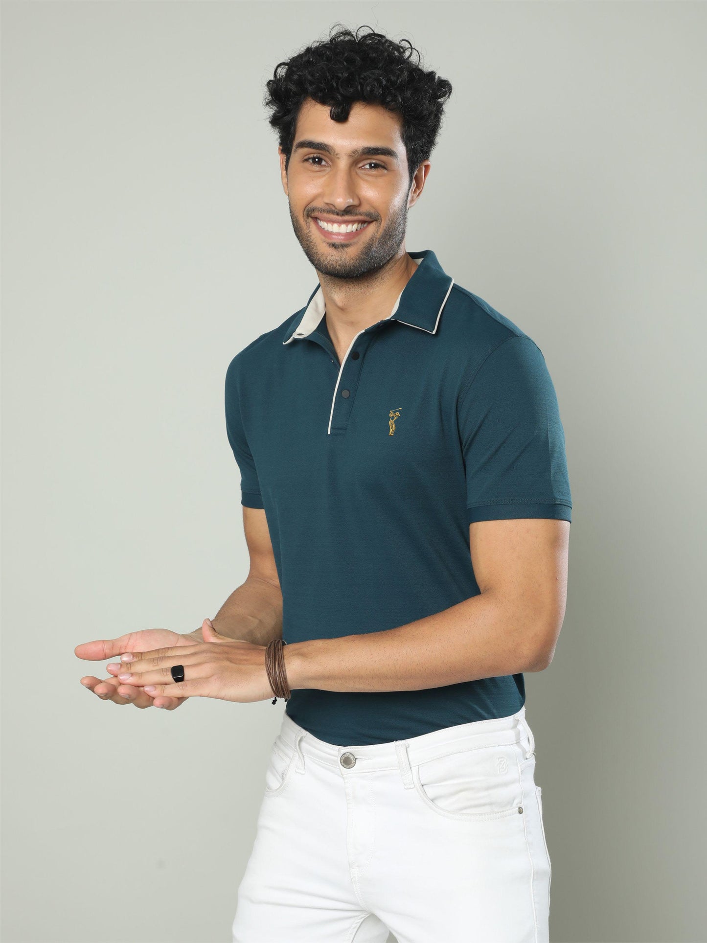 Teal Blue Premium Pique Crush Polo T-Shirt