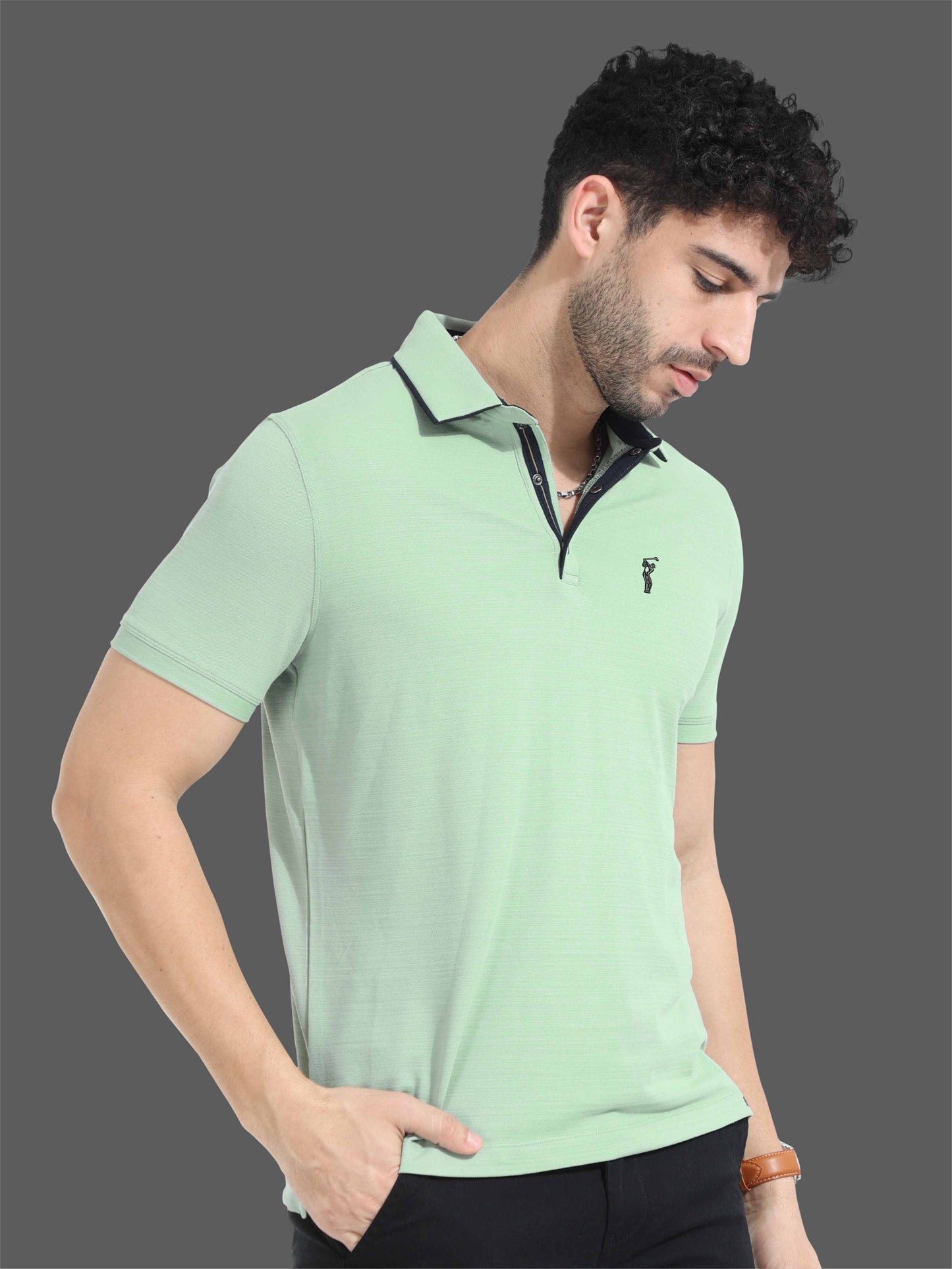 Sea Green Premium Pique Crush Polo T-Shirt