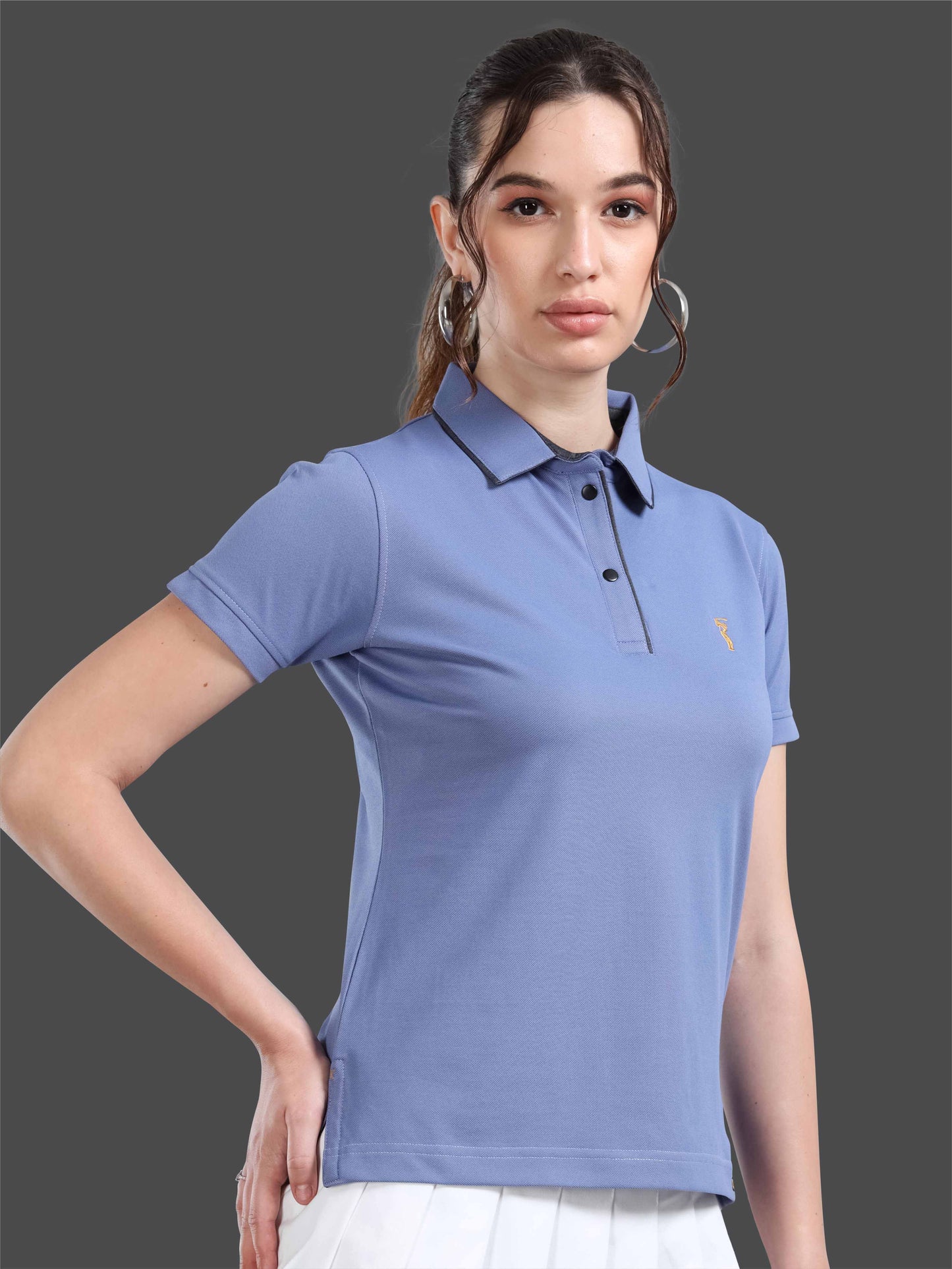 Denim Blue Women Premium SoftBerry PQ Polo T-Shirt