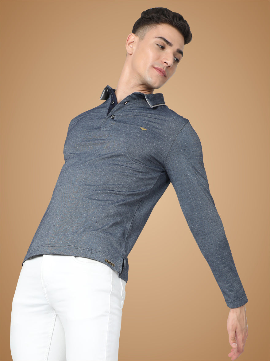 Dark Grey Dropman Men's Full Sleeve Polo T Shirt