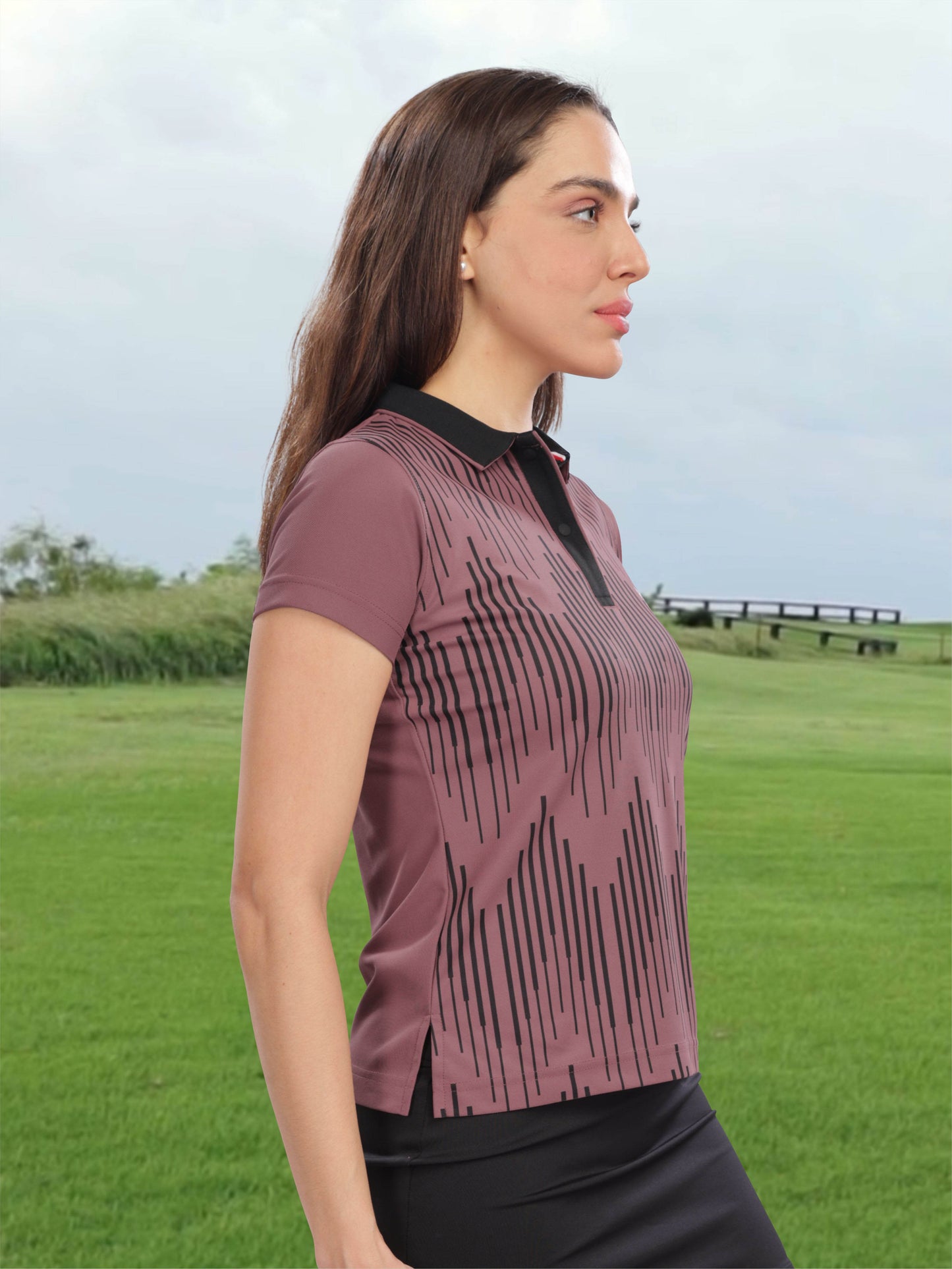 Mauve Women Active Wear Polo T-shirts
