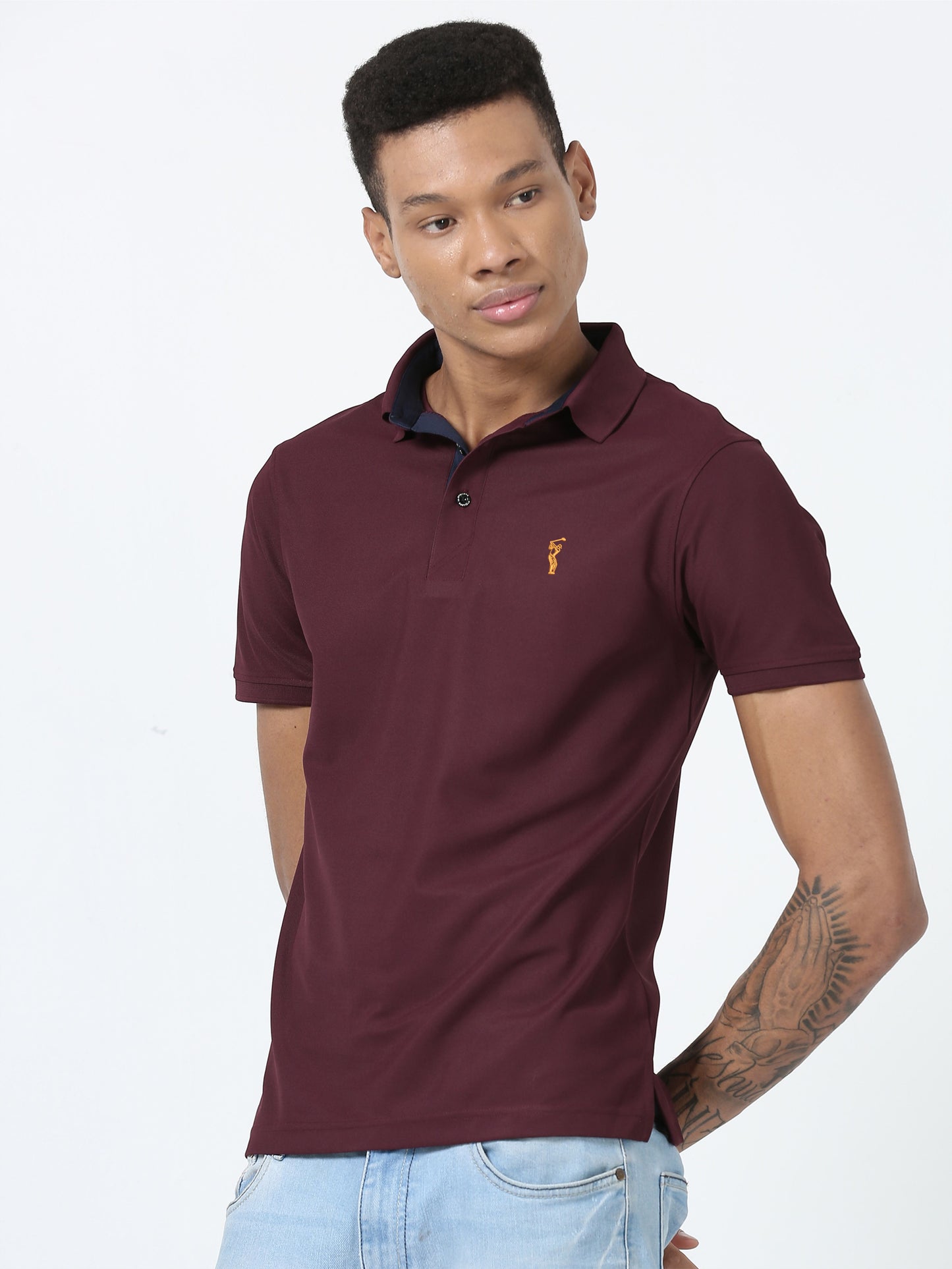 Men Wine Premium Golf Polo T-Shirt | Quick Dry | Stretchable | UV Protected | Wrinkle & Odour-Free