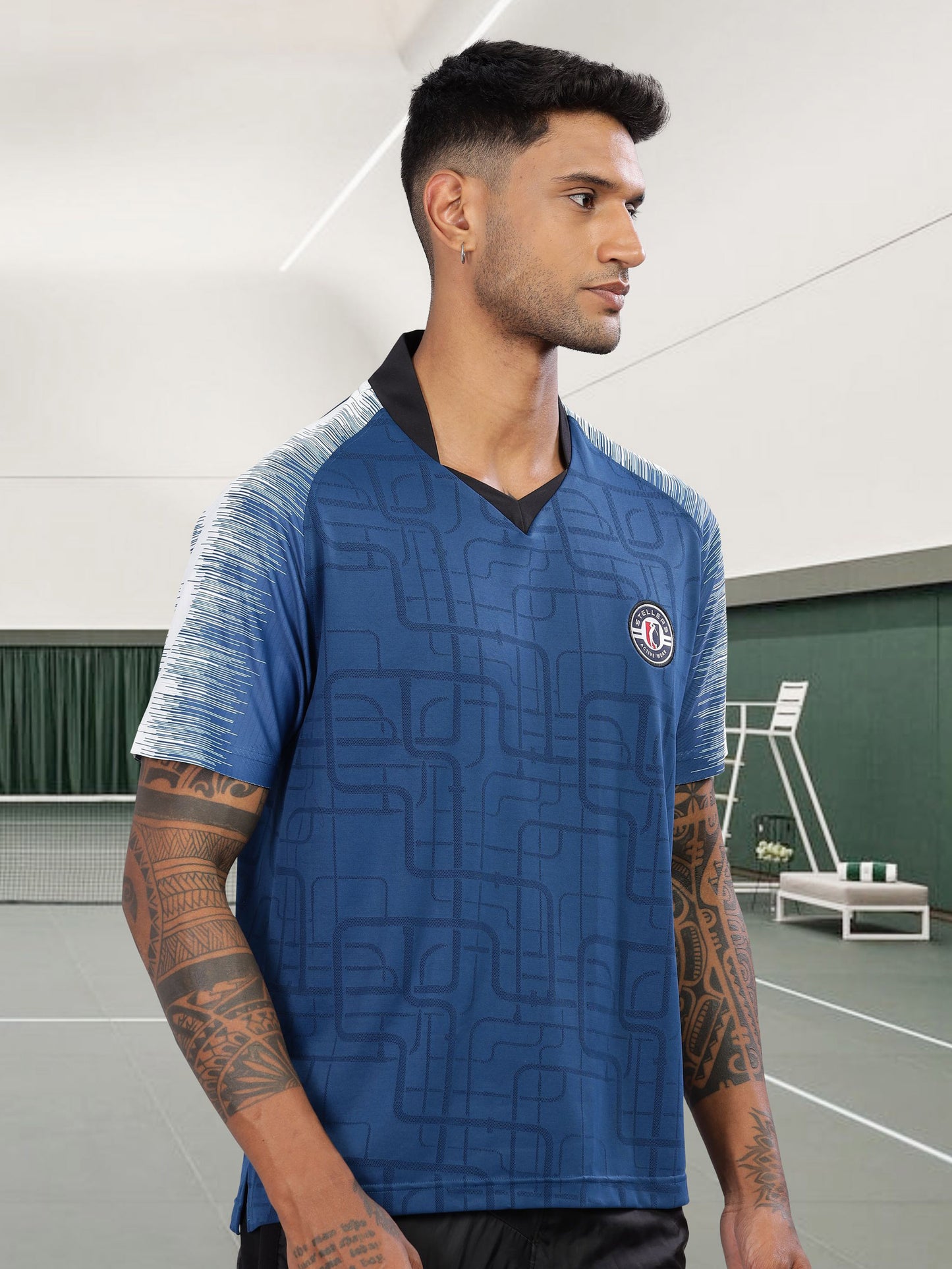Blue Men’s Printed Active Wear t shirts for men
