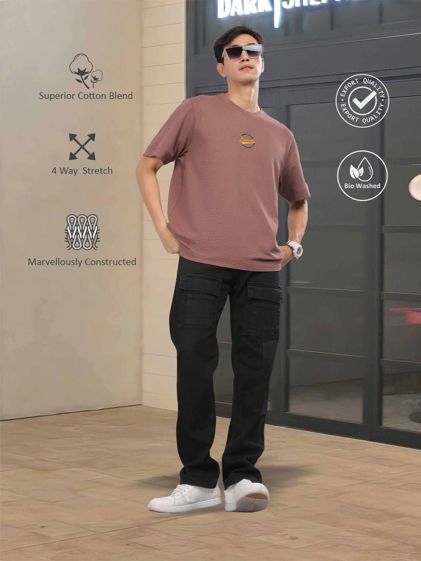 Mauve Oversize T Shirt for Men