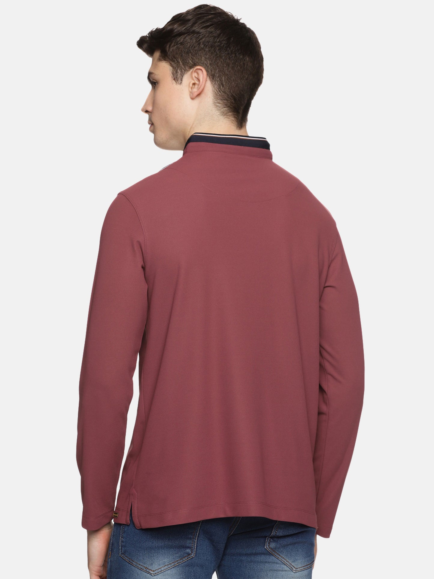 Mauve Henley Men's Full Sleeve Zipper T-Shirt
