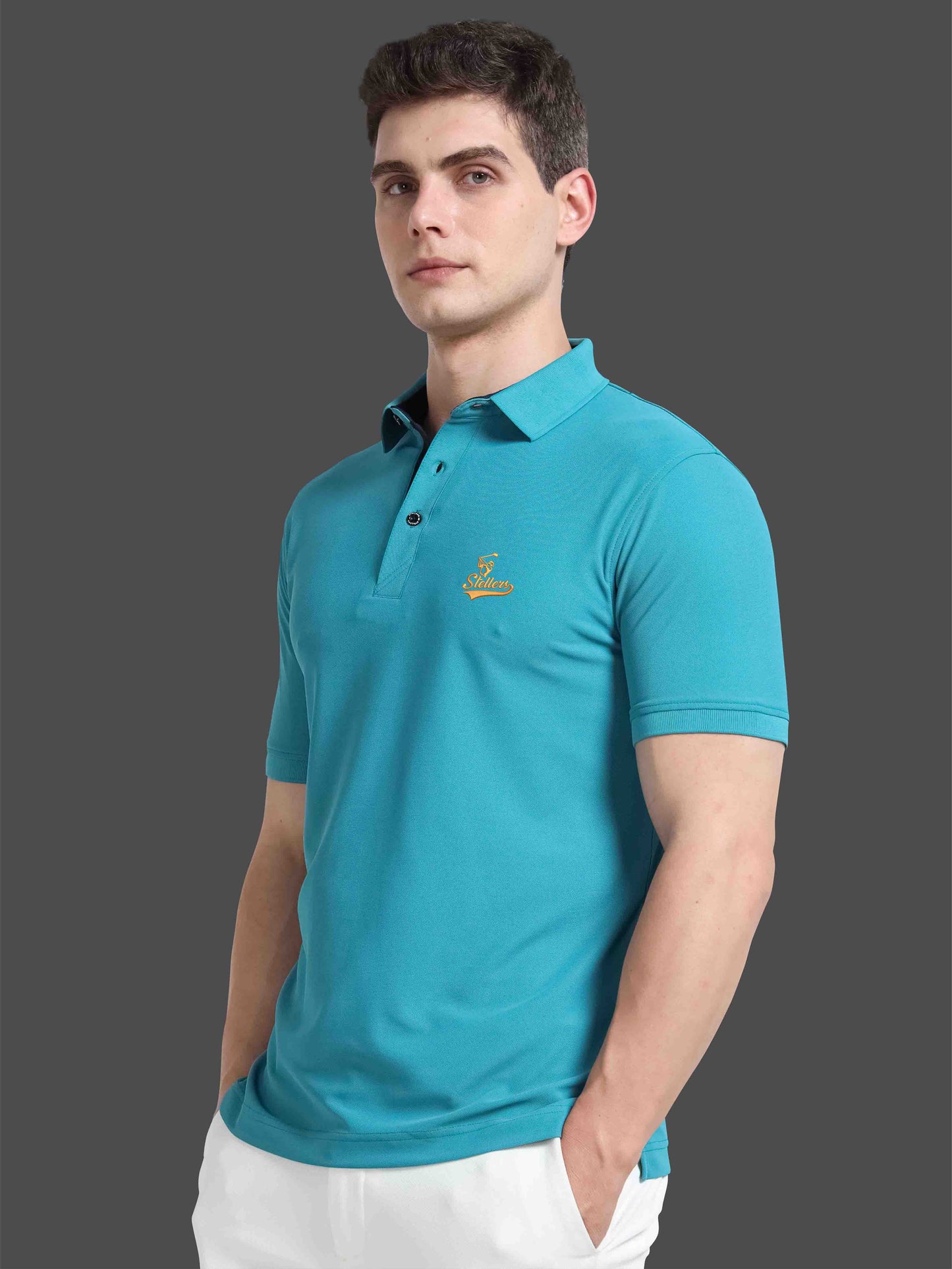 Men Jade Green Signature Golf Polo T-Shirt | Quick Dry | Stretchable | UV Protected | Wrinkle & Odour-Free