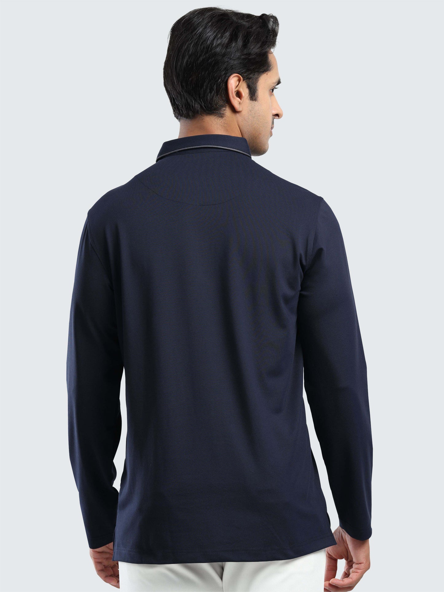 Men's Full Sleeve Soft Berry PQ Polo T-Shirt-Navy Blue