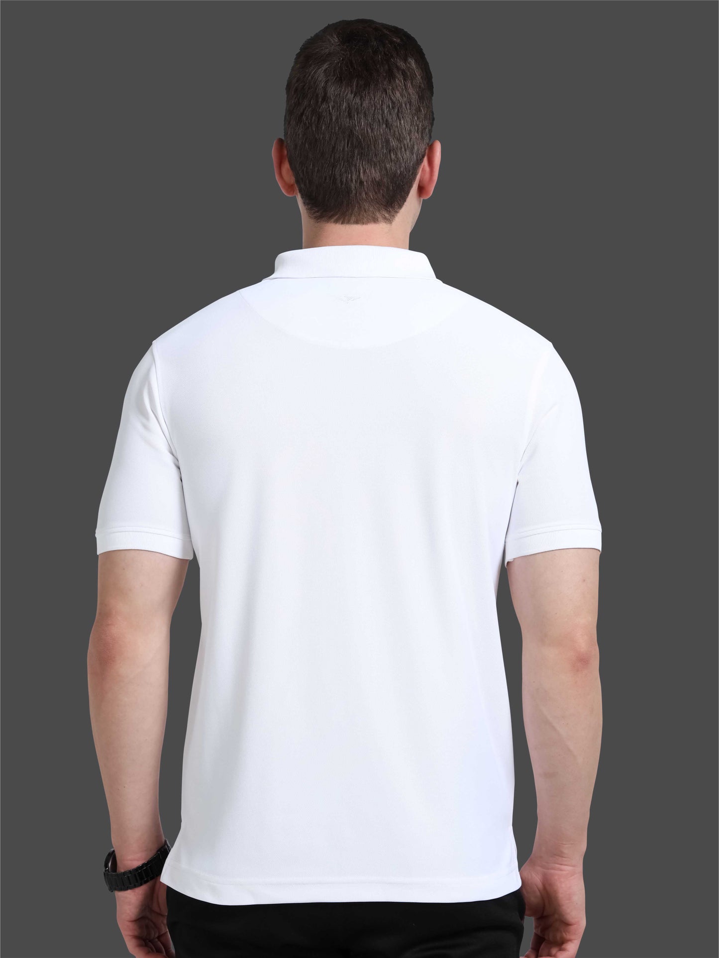 Men White Premium Golf Polo T-Shirt | Quick Dry | Stretchable | UV Protected | Wrinkle & Odour-Free