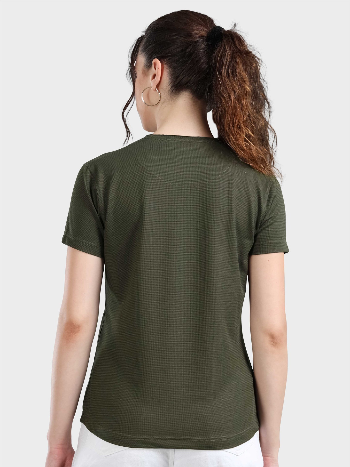 Women's Premium Cotton Crew Neck T-shirts - Olive Green