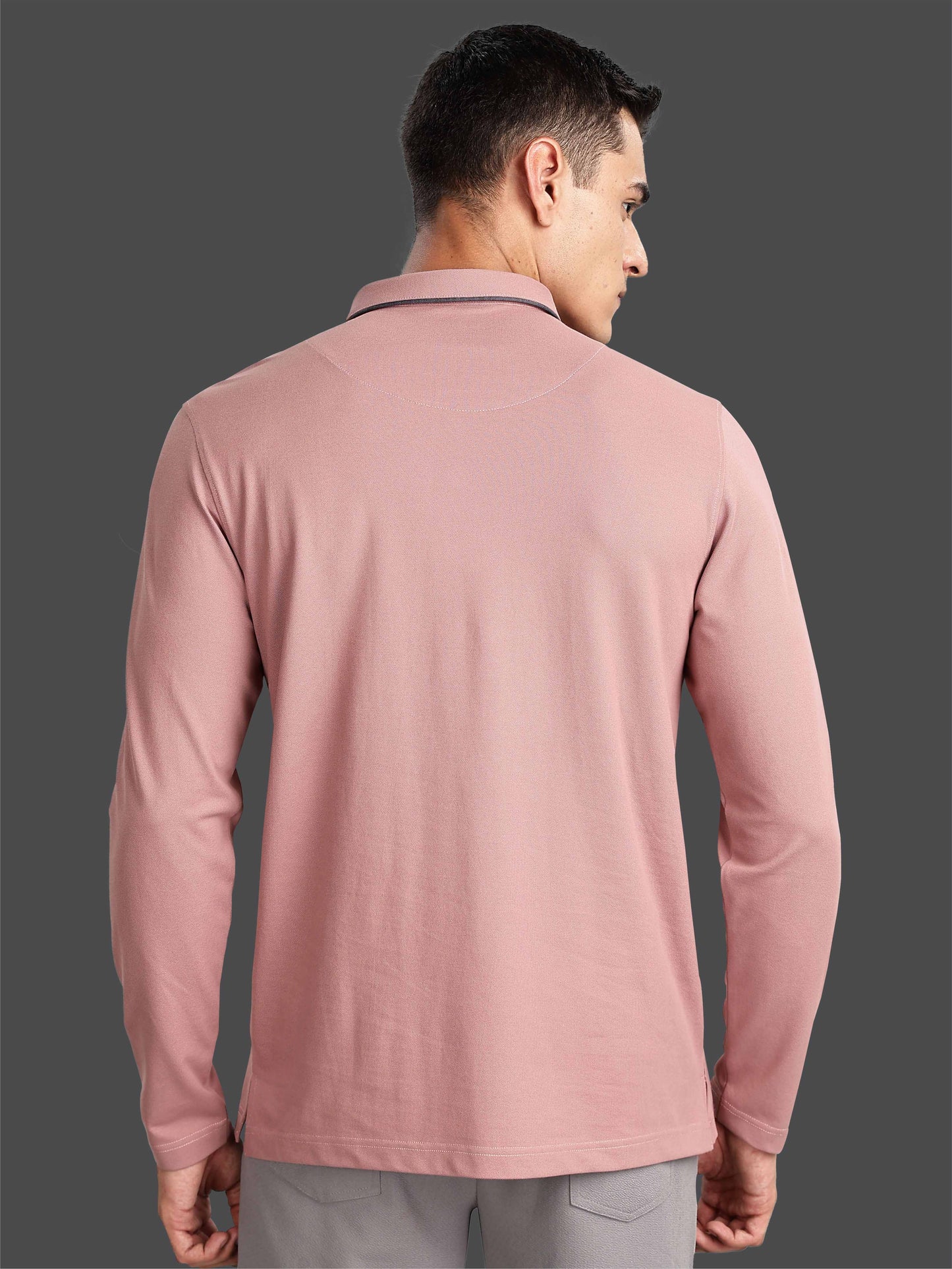 Men's Full Sleeve Soft Berry PQ Polo T-Shirt-Mauve